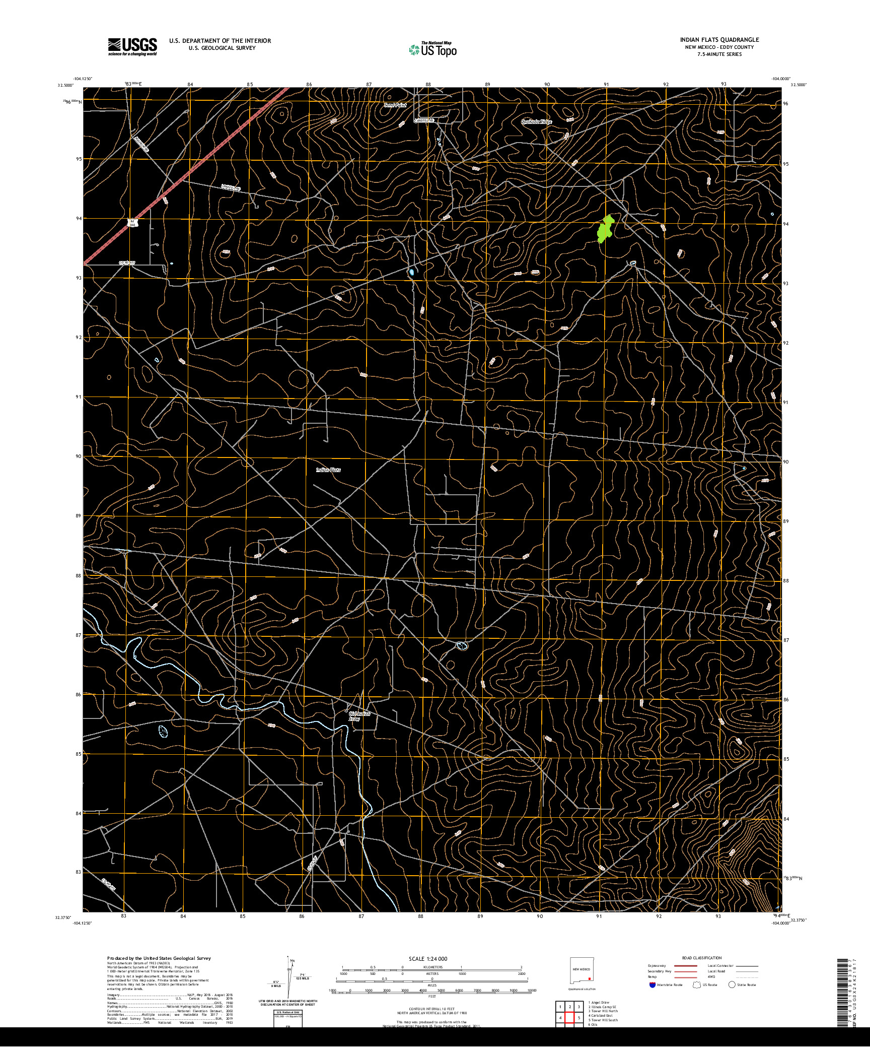 USGS US TOPO 7.5-MINUTE MAP FOR INDIAN FLATS, NM 2020