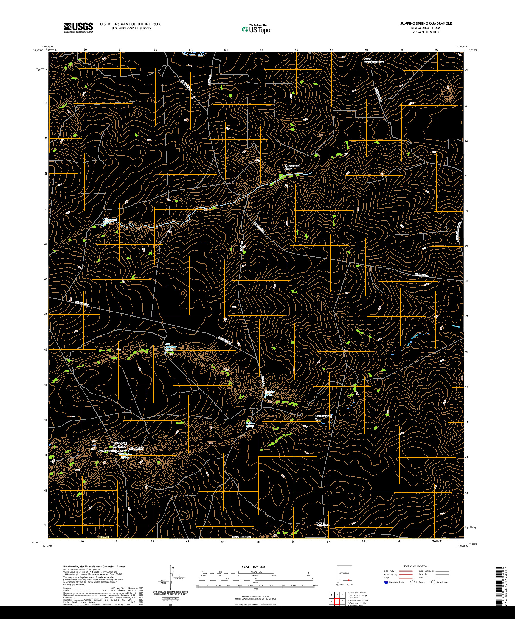 USGS US TOPO 7.5-MINUTE MAP FOR JUMPING SPRING, NM,TX 2020