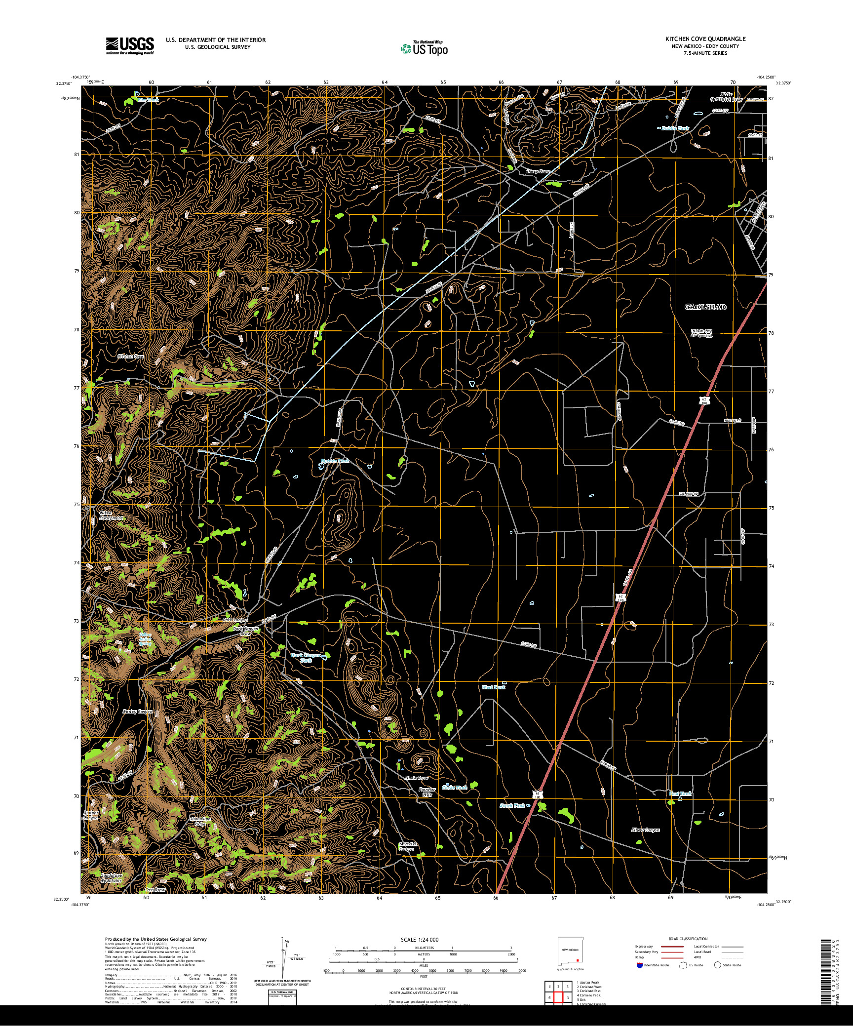 USGS US TOPO 7.5-MINUTE MAP FOR KITCHEN COVE, NM 2020