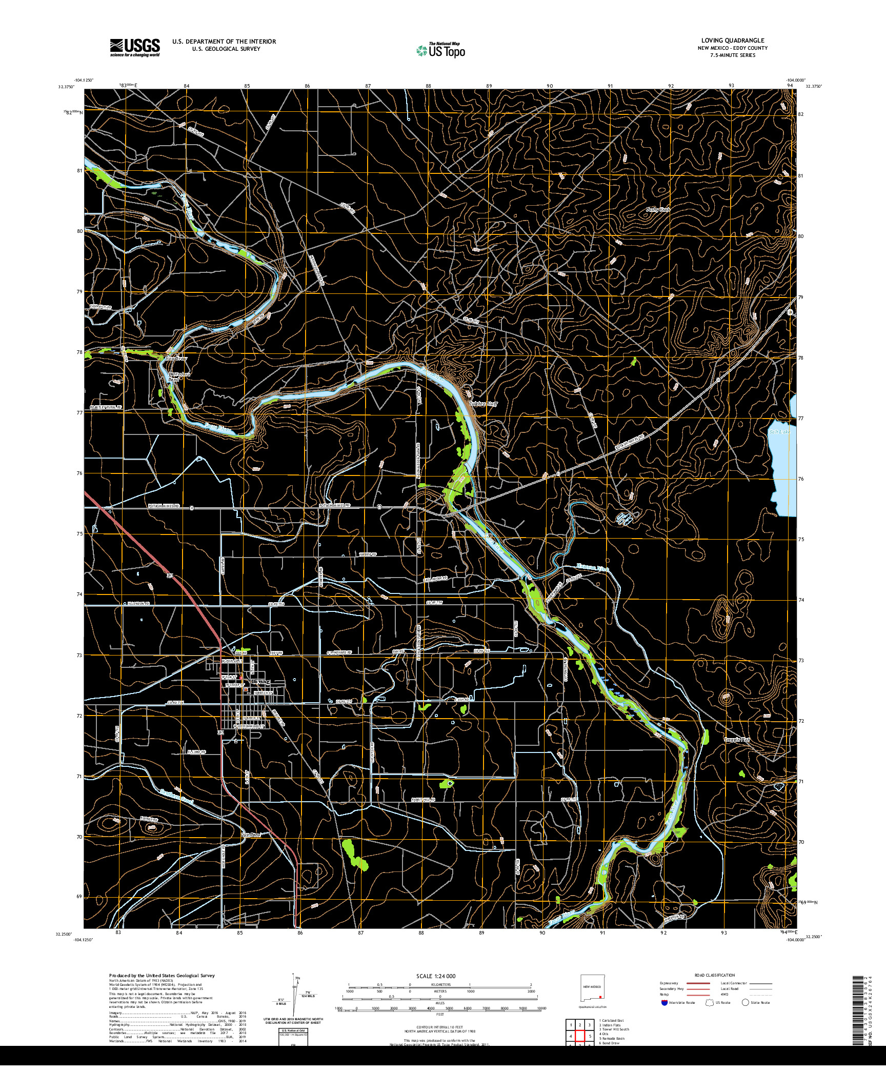 USGS US TOPO 7.5-MINUTE MAP FOR LOVING, NM 2020