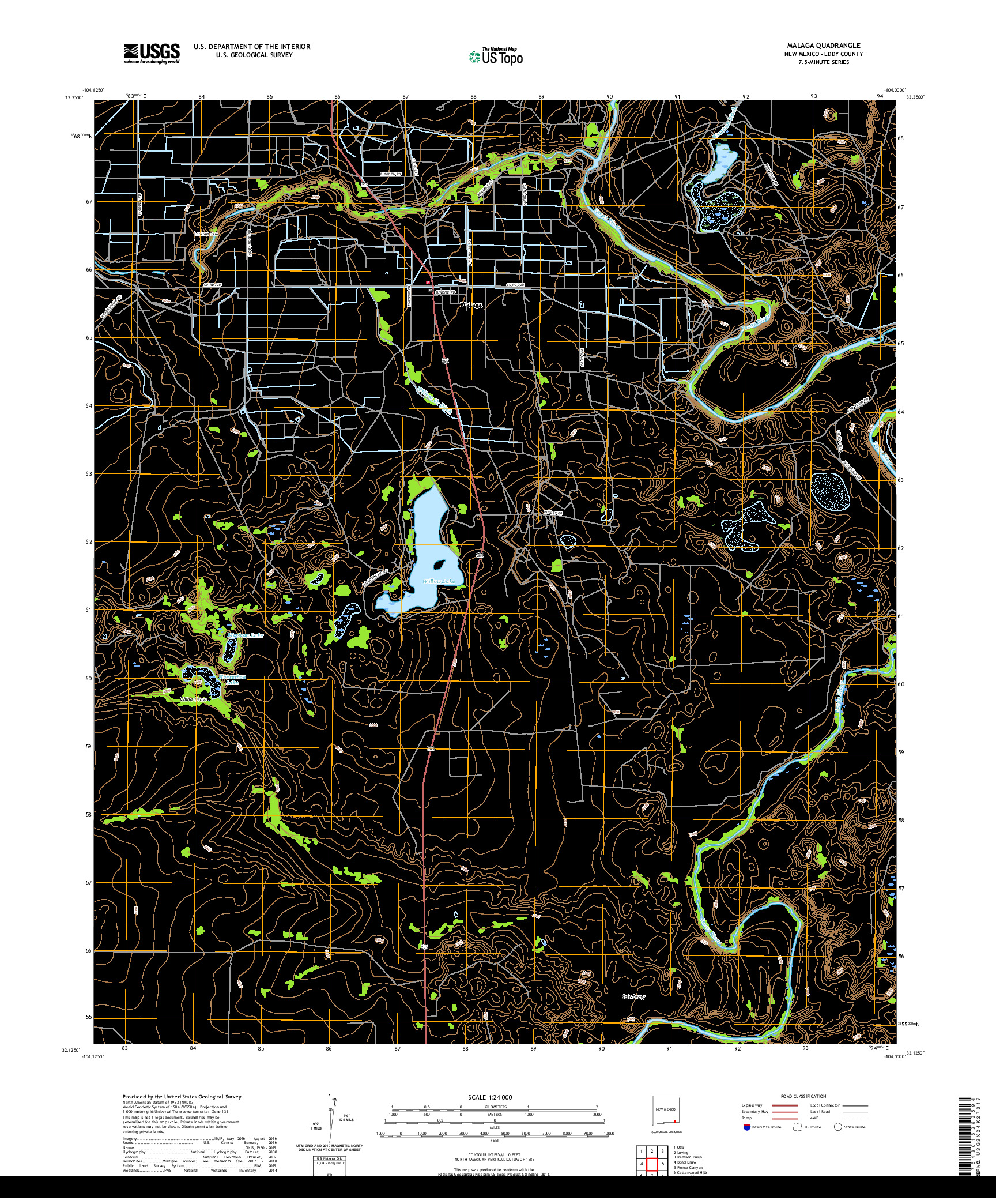 USGS US TOPO 7.5-MINUTE MAP FOR MALAGA, NM 2020
