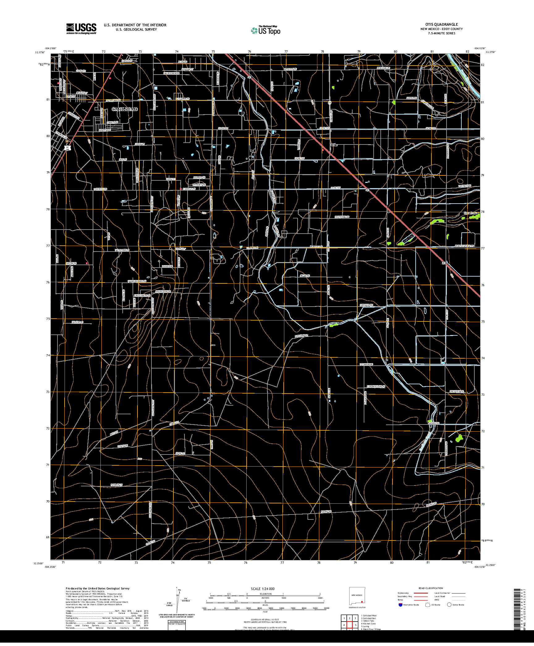 USGS US TOPO 7.5-MINUTE MAP FOR OTIS, NM 2020