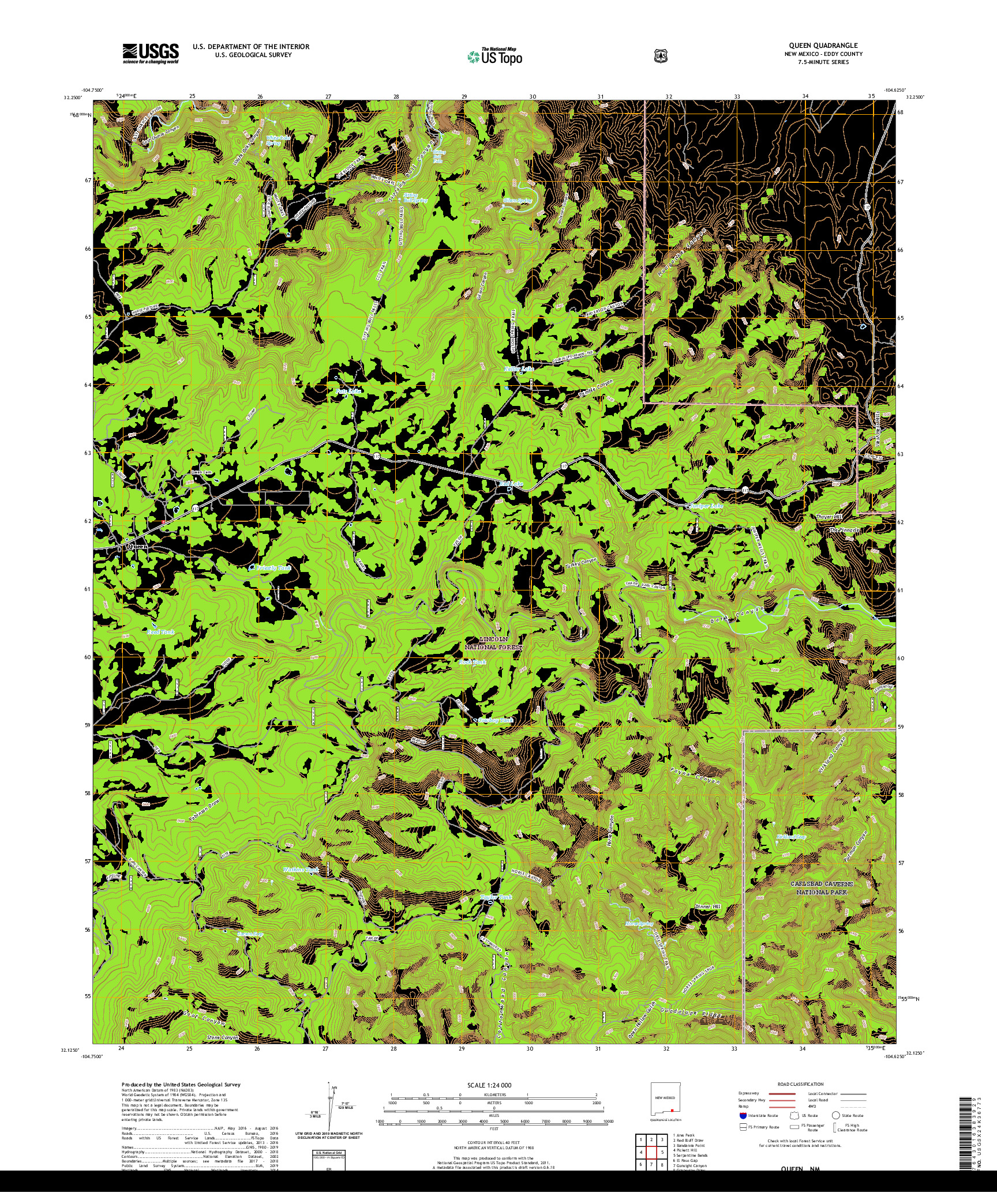 USGS US TOPO 7.5-MINUTE MAP FOR QUEEN, NM 2020