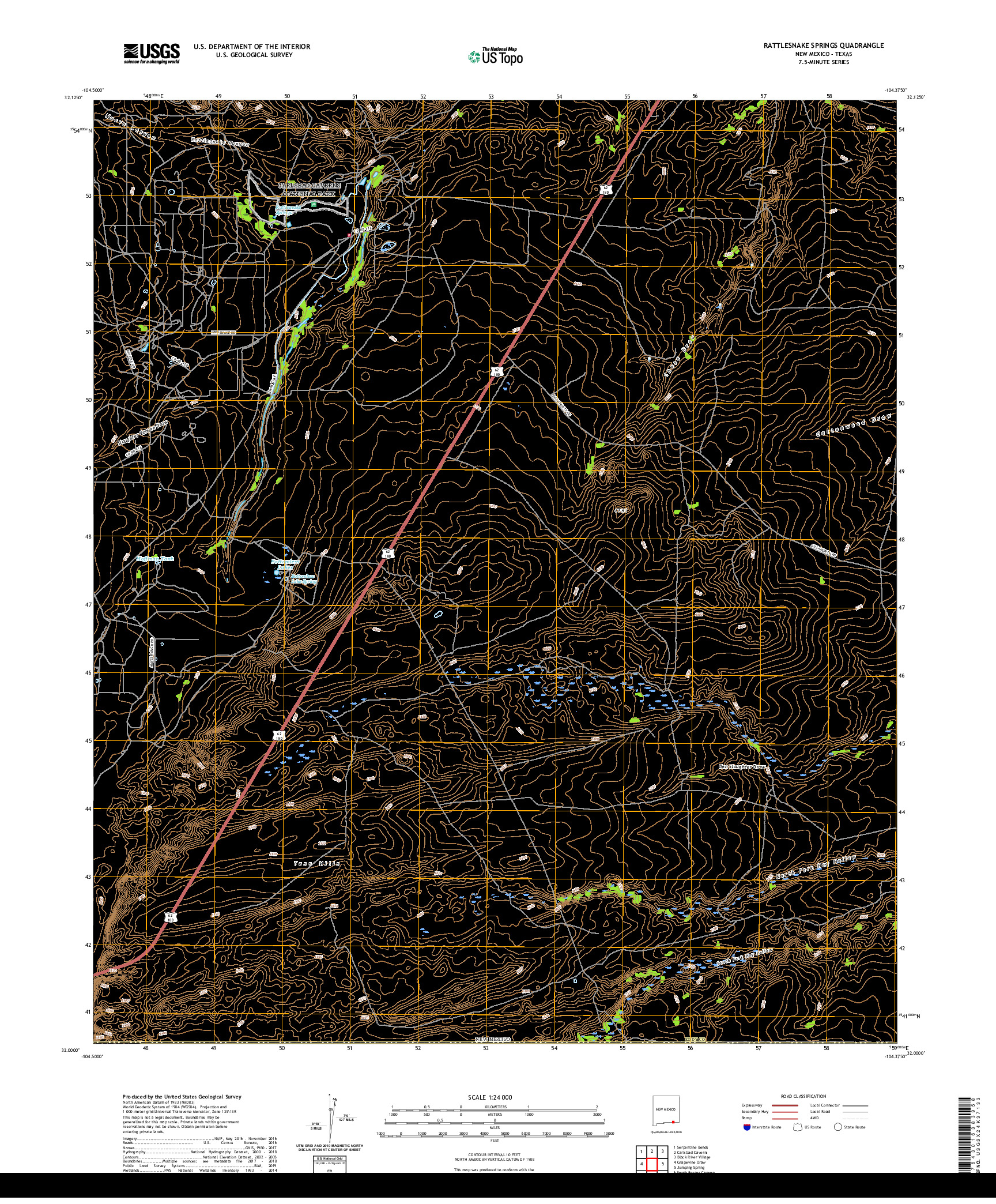 USGS US TOPO 7.5-MINUTE MAP FOR RATTLESNAKE SPRINGS, NM,TX 2020