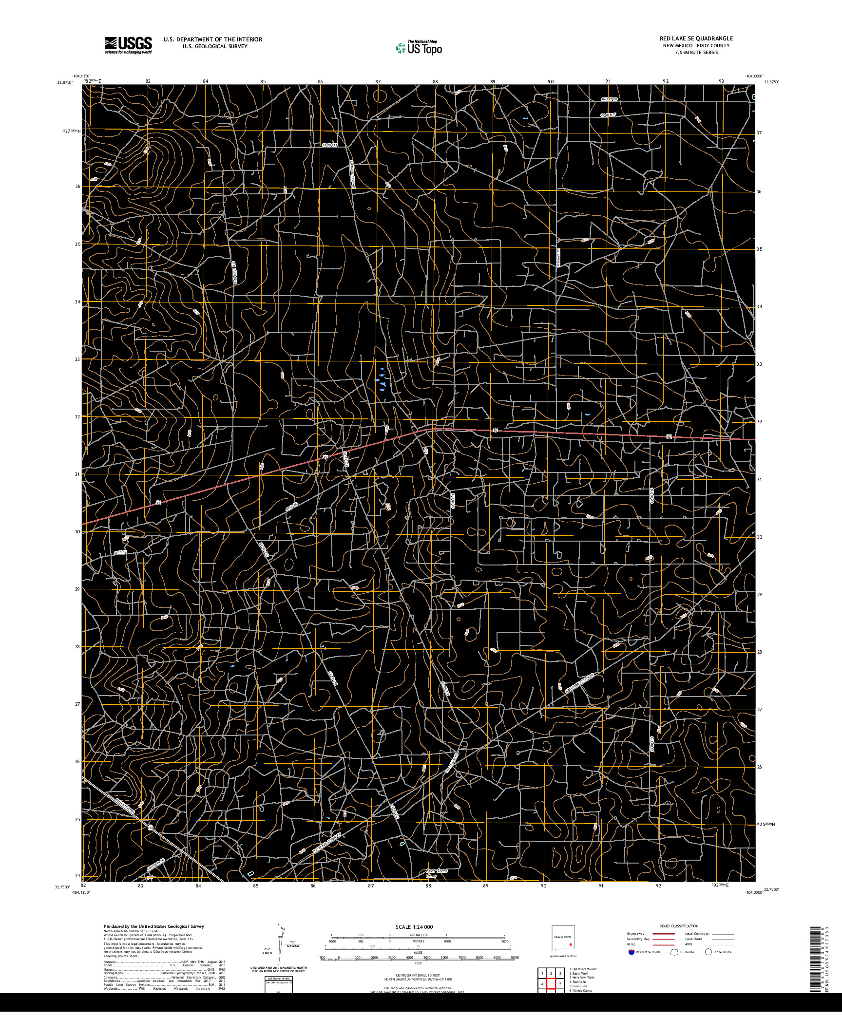 USGS US TOPO 7.5-MINUTE MAP FOR RED LAKE SE, NM 2020