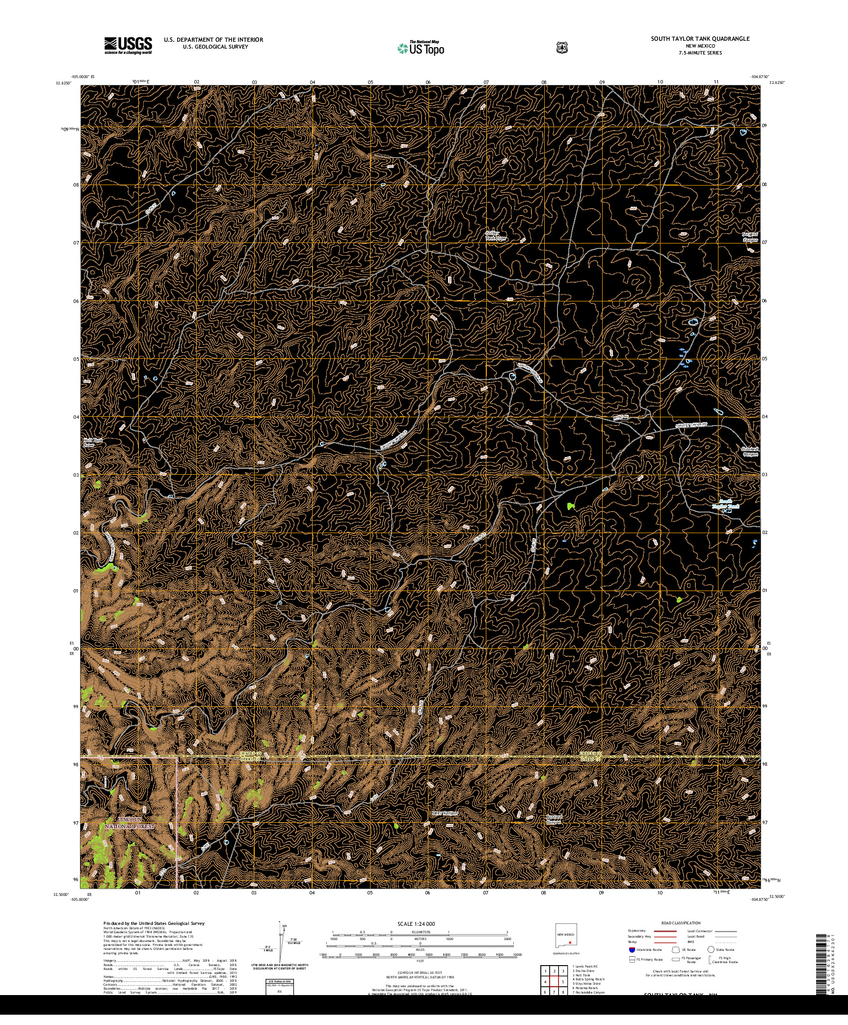 USGS US TOPO 7.5-MINUTE MAP FOR SOUTH TAYLOR TANK, NM 2020