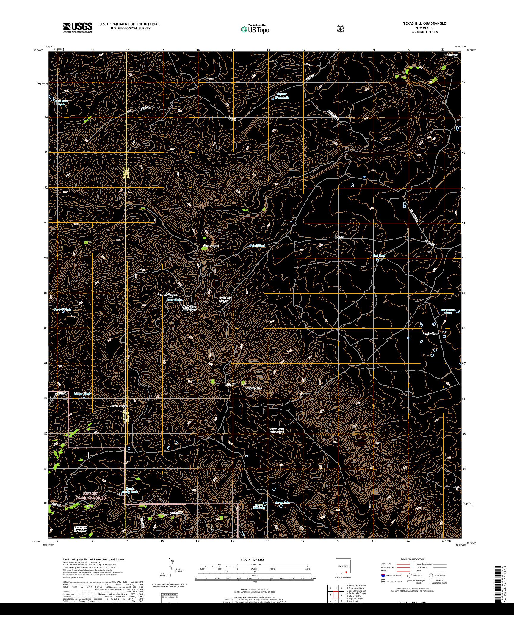 USGS US TOPO 7.5-MINUTE MAP FOR TEXAS HILL, NM 2020