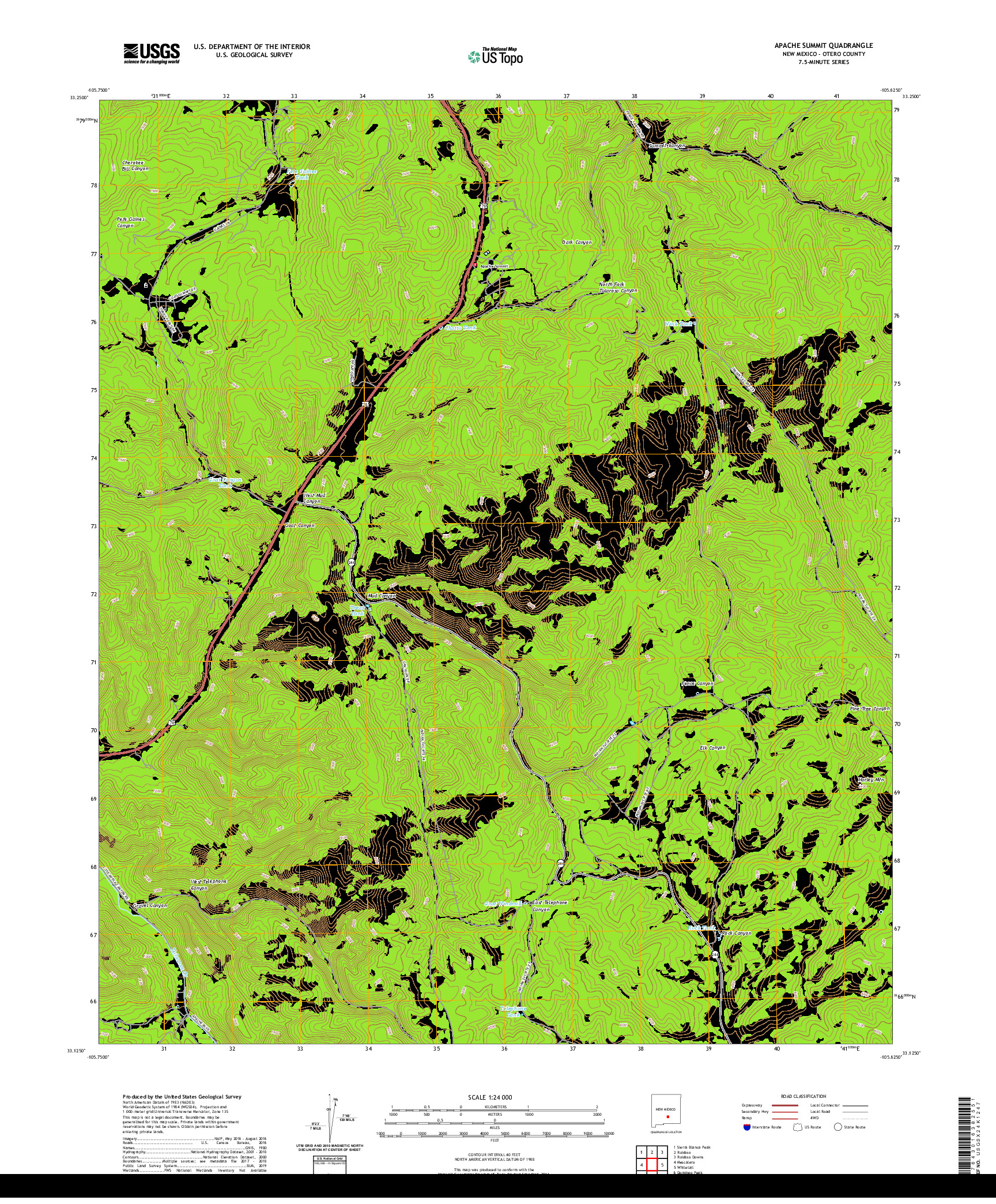 USGS US TOPO 7.5-MINUTE MAP FOR APACHE SUMMIT, NM 2020