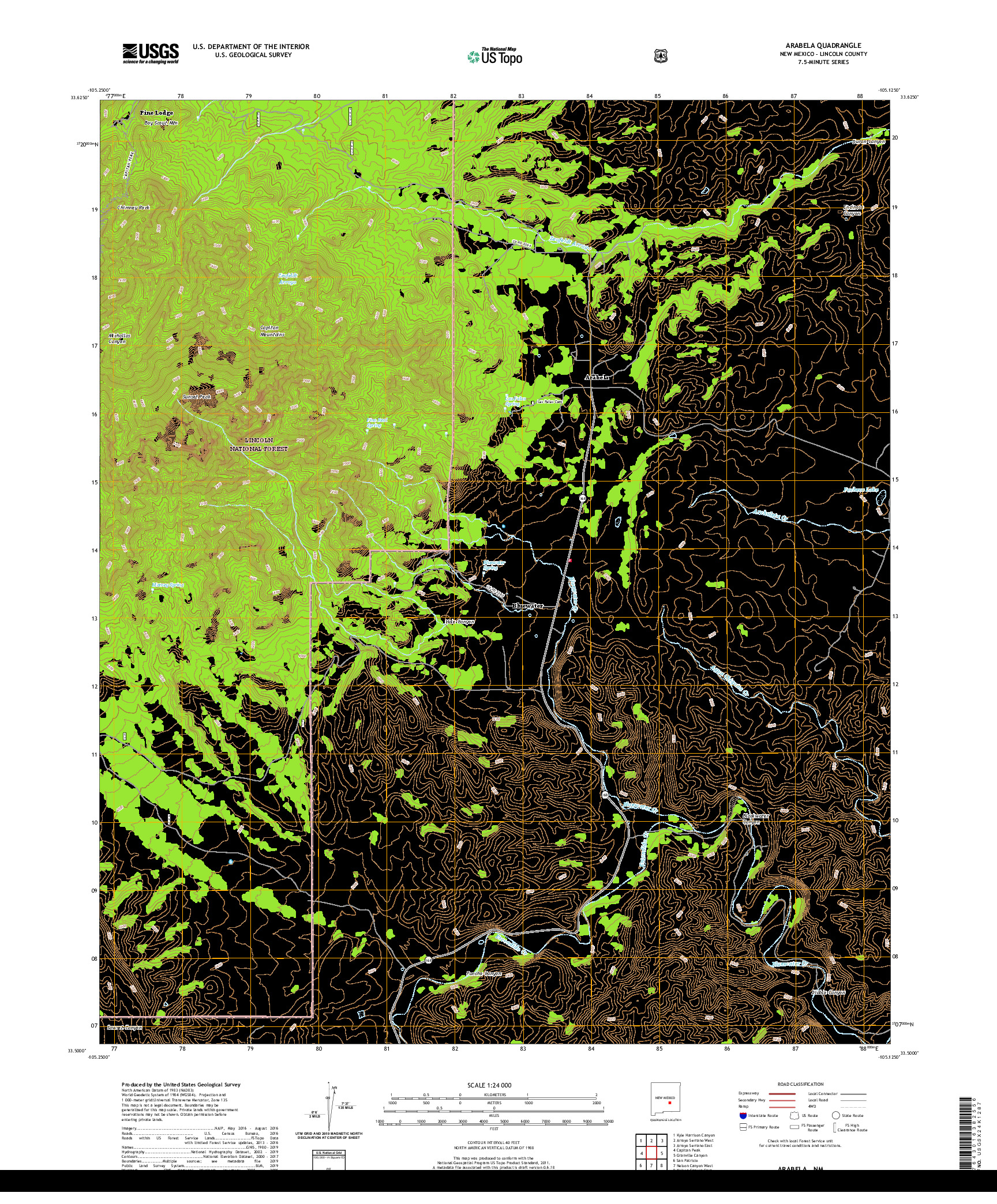 USGS US TOPO 7.5-MINUTE MAP FOR ARABELA, NM 2020