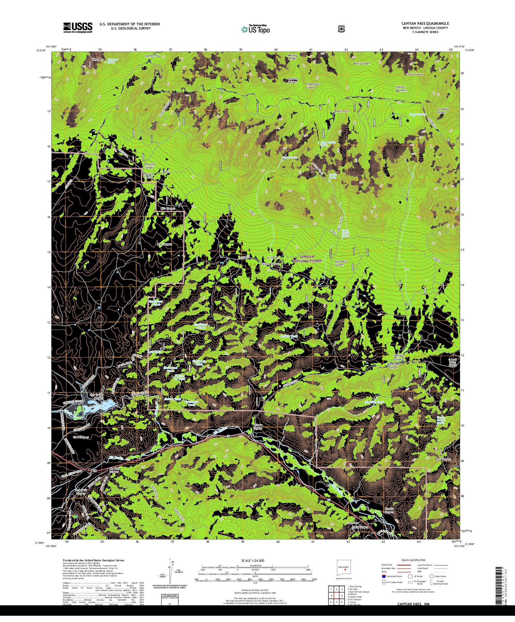 USGS US TOPO 7.5-MINUTE MAP FOR CAPITAN PASS, NM 2020