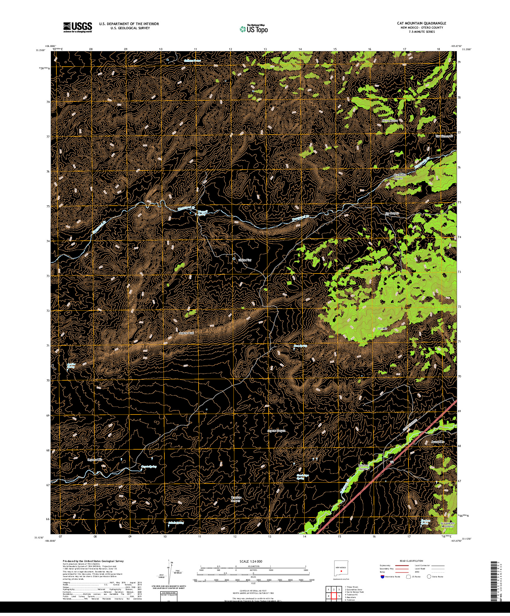 USGS US TOPO 7.5-MINUTE MAP FOR CAT MOUNTAIN, NM 2020