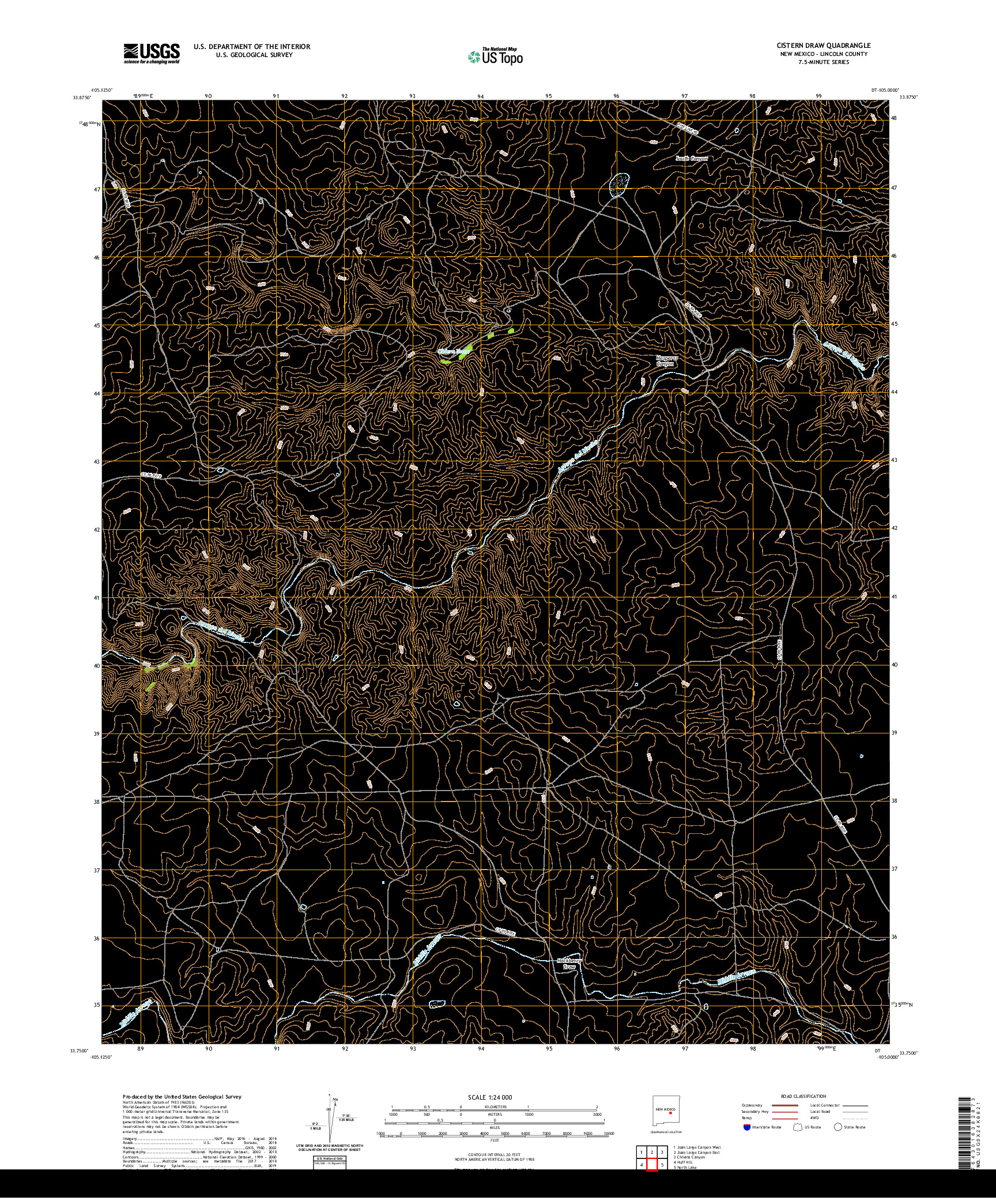 USGS US TOPO 7.5-MINUTE MAP FOR CISTERN DRAW, NM 2020