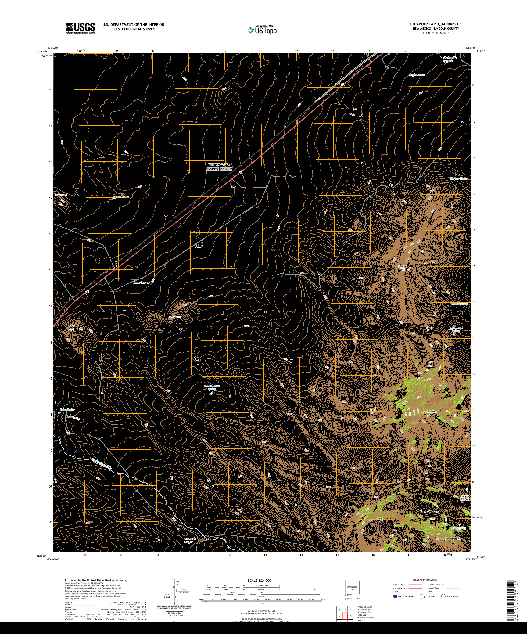USGS US TOPO 7.5-MINUTE MAP FOR CUB MOUNTAIN, NM 2020
