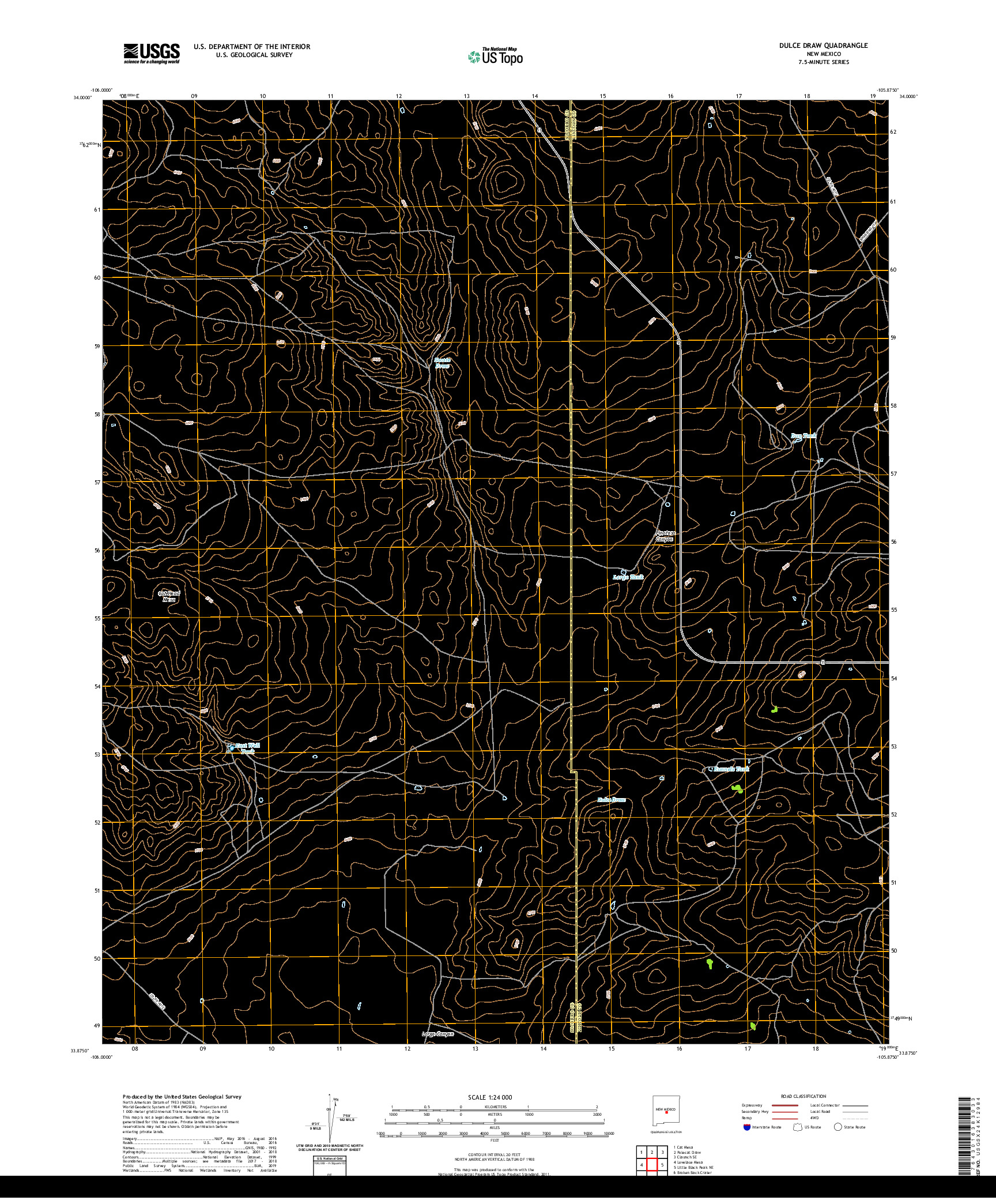 USGS US TOPO 7.5-MINUTE MAP FOR DULCE DRAW, NM 2020