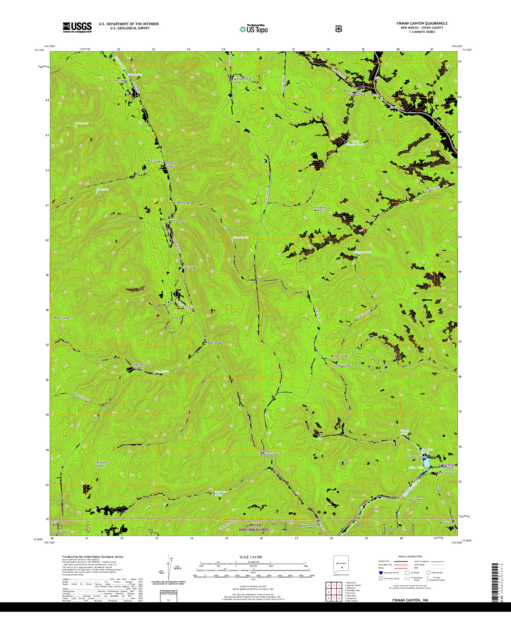 USGS US TOPO 7.5-MINUTE MAP FOR FIRMAN CANYON, NM 2020