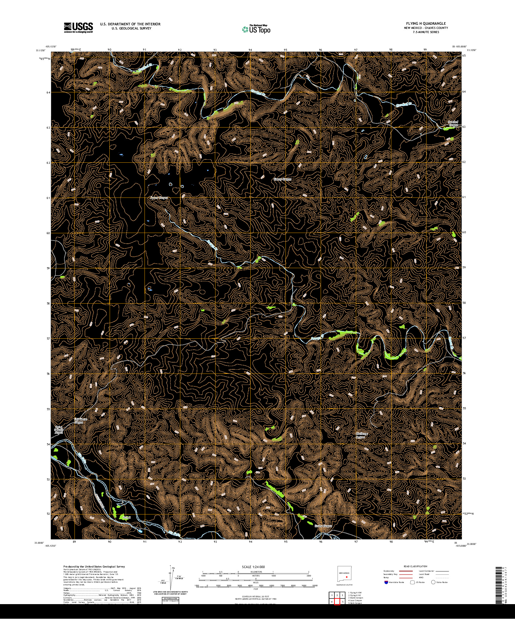 USGS US TOPO 7.5-MINUTE MAP FOR FLYING H, NM 2020