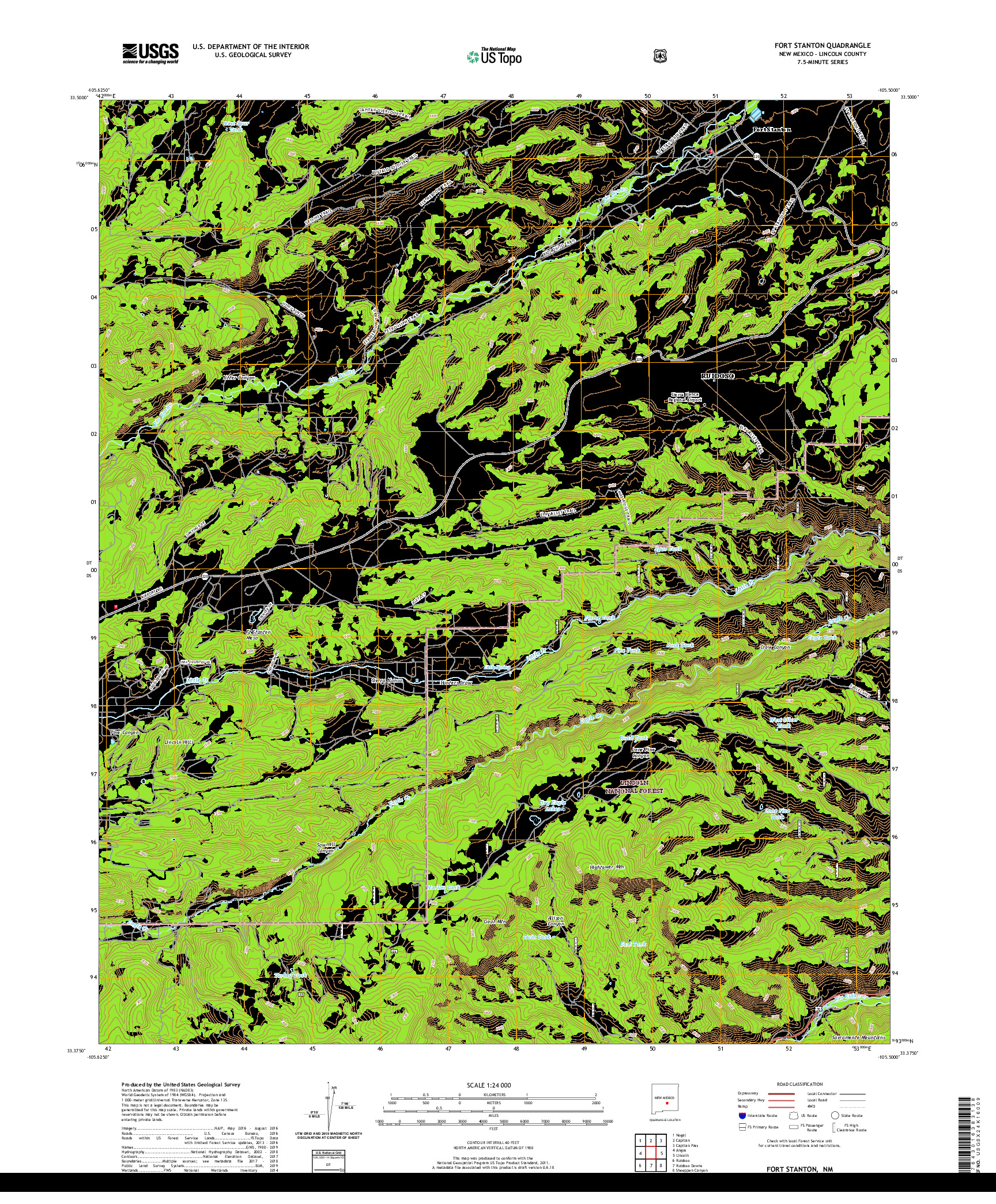 USGS US TOPO 7.5-MINUTE MAP FOR FORT STANTON, NM 2020