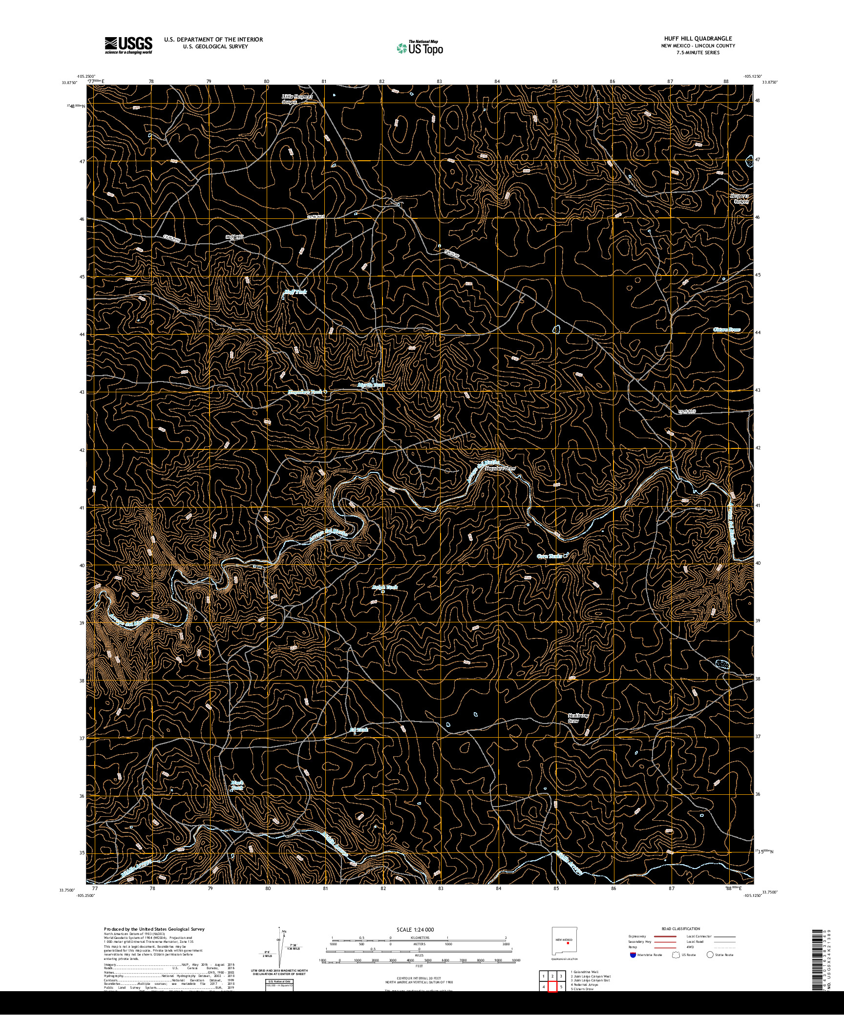 USGS US TOPO 7.5-MINUTE MAP FOR HUFF HILL, NM 2020