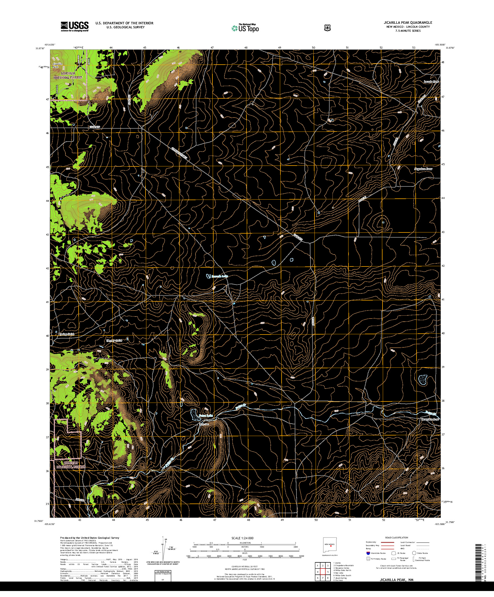 USGS US TOPO 7.5-MINUTE MAP FOR JICARILLA PEAK, NM 2020