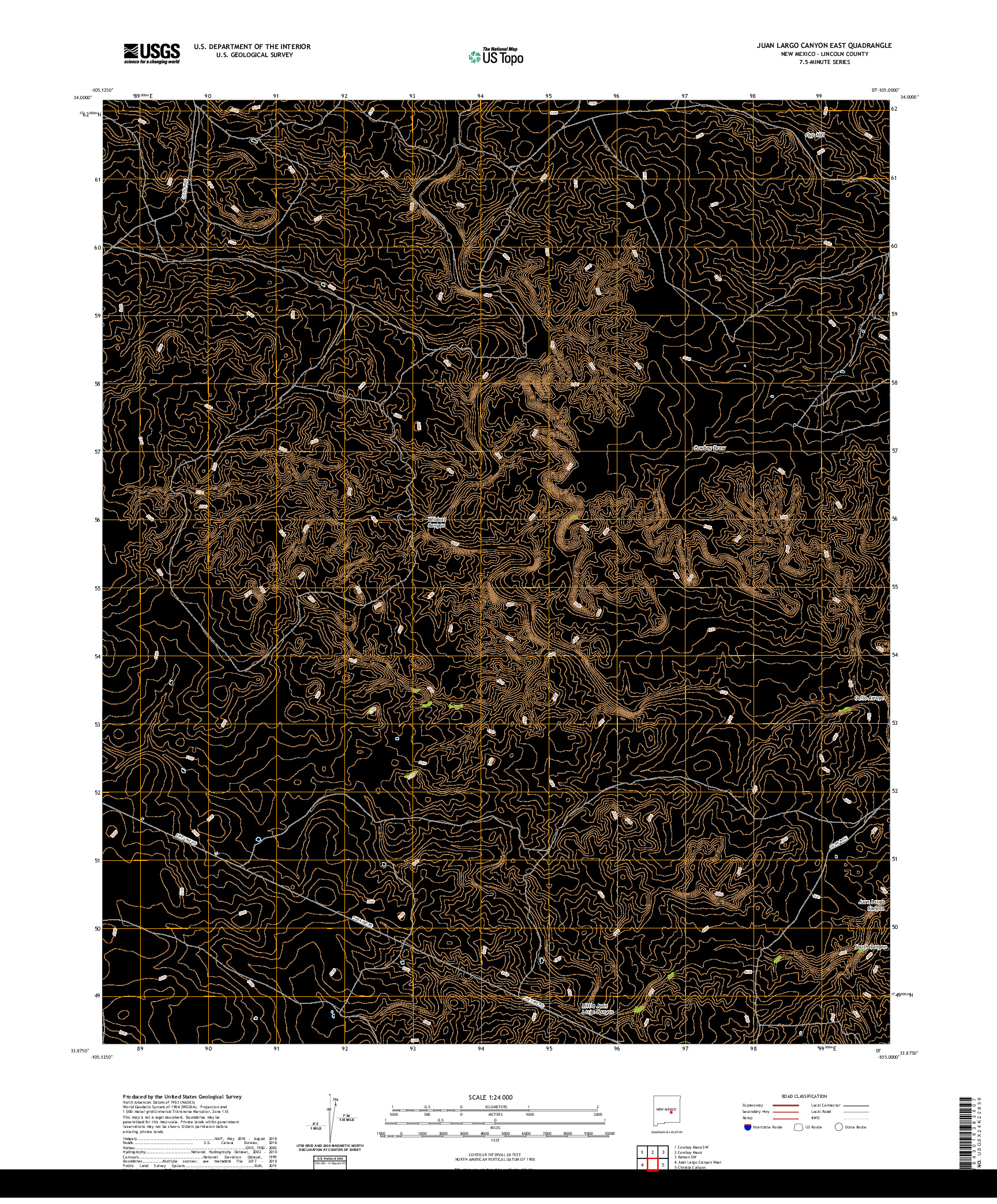 USGS US TOPO 7.5-MINUTE MAP FOR JUAN LARGO CANYON EAST, NM 2020