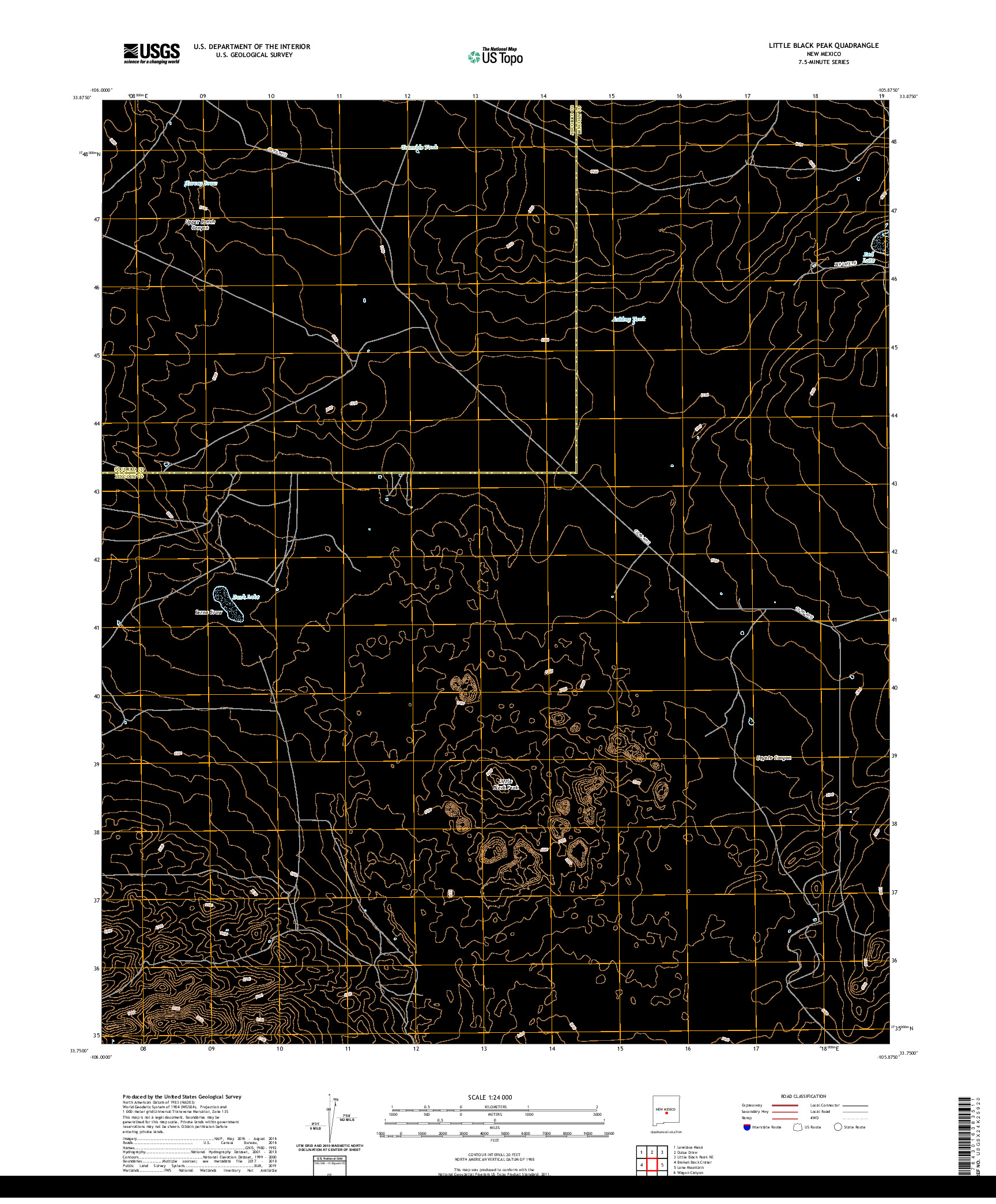 USGS US TOPO 7.5-MINUTE MAP FOR LITTLE BLACK PEAK, NM 2020