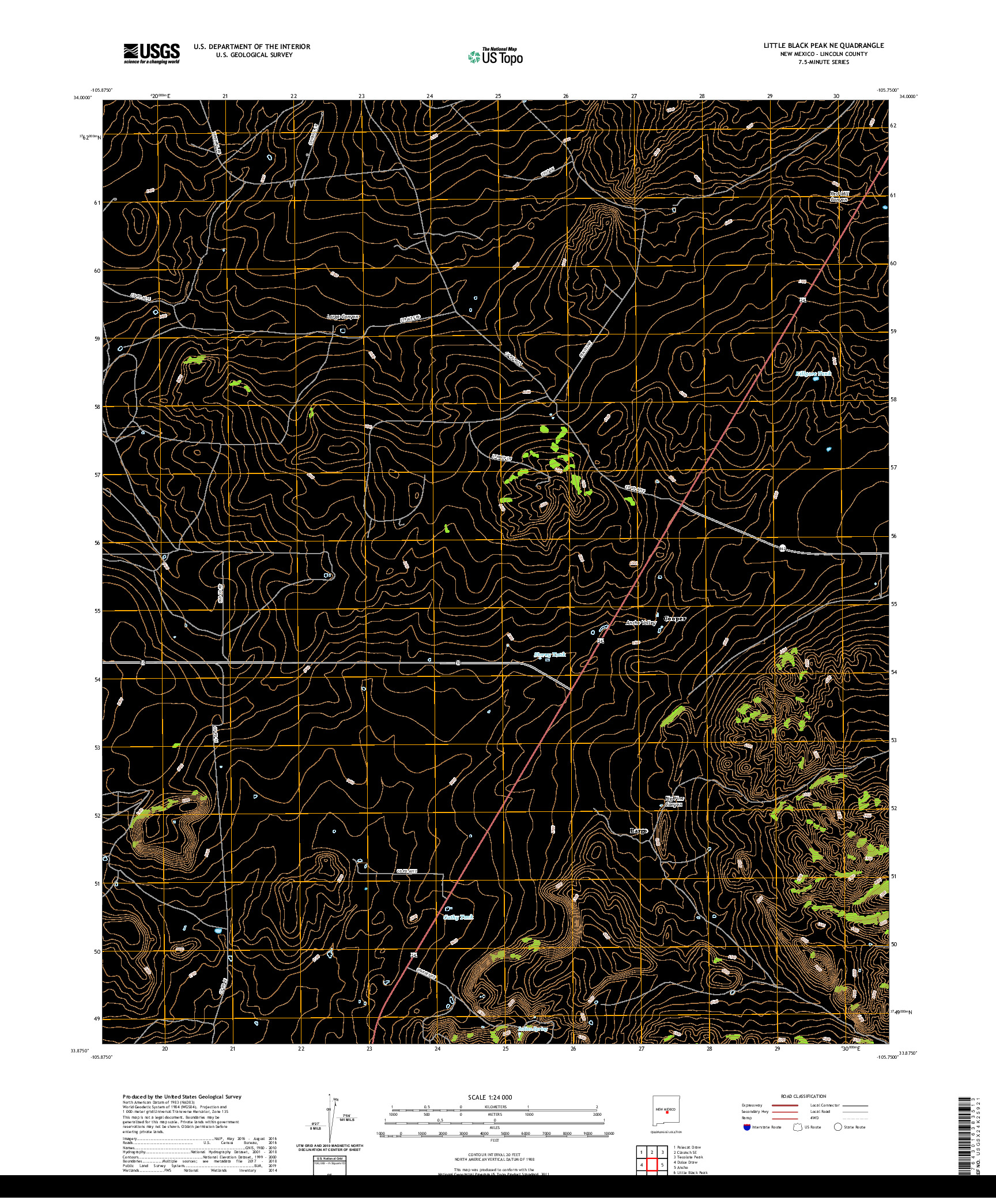 USGS US TOPO 7.5-MINUTE MAP FOR LITTLE BLACK PEAK NE, NM 2020
