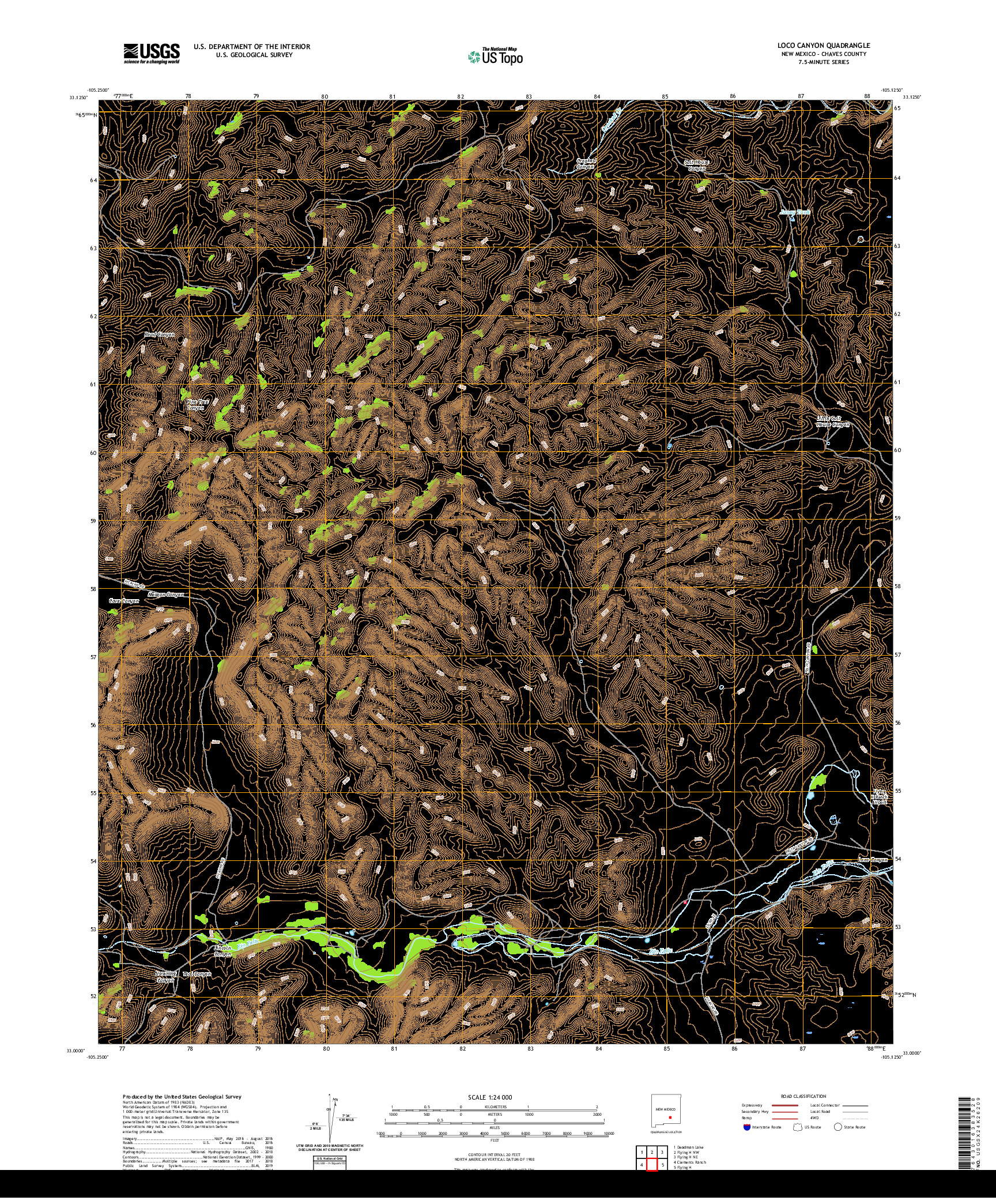 USGS US TOPO 7.5-MINUTE MAP FOR LOCO CANYON, NM 2020