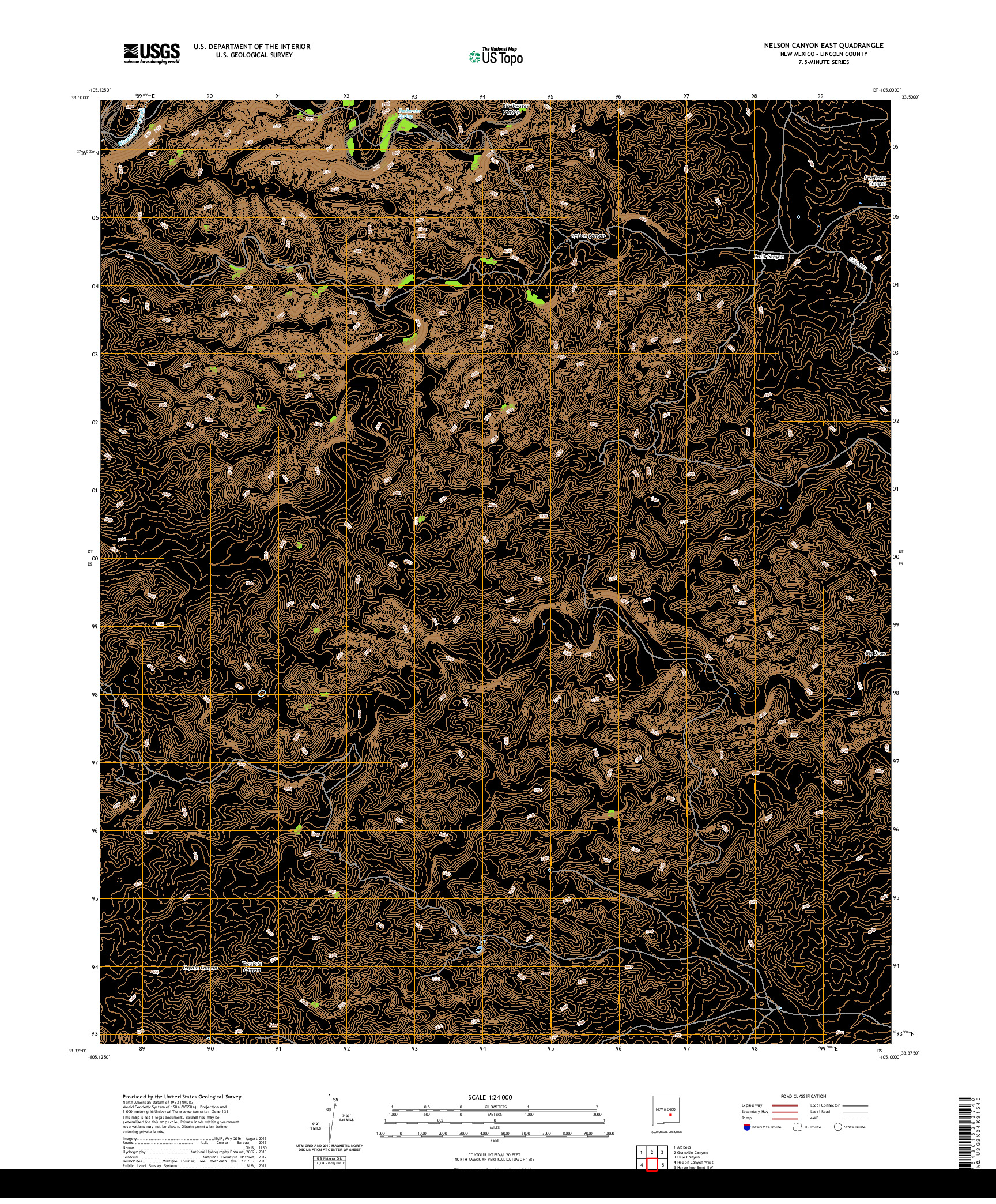 USGS US TOPO 7.5-MINUTE MAP FOR NELSON CANYON EAST, NM 2020