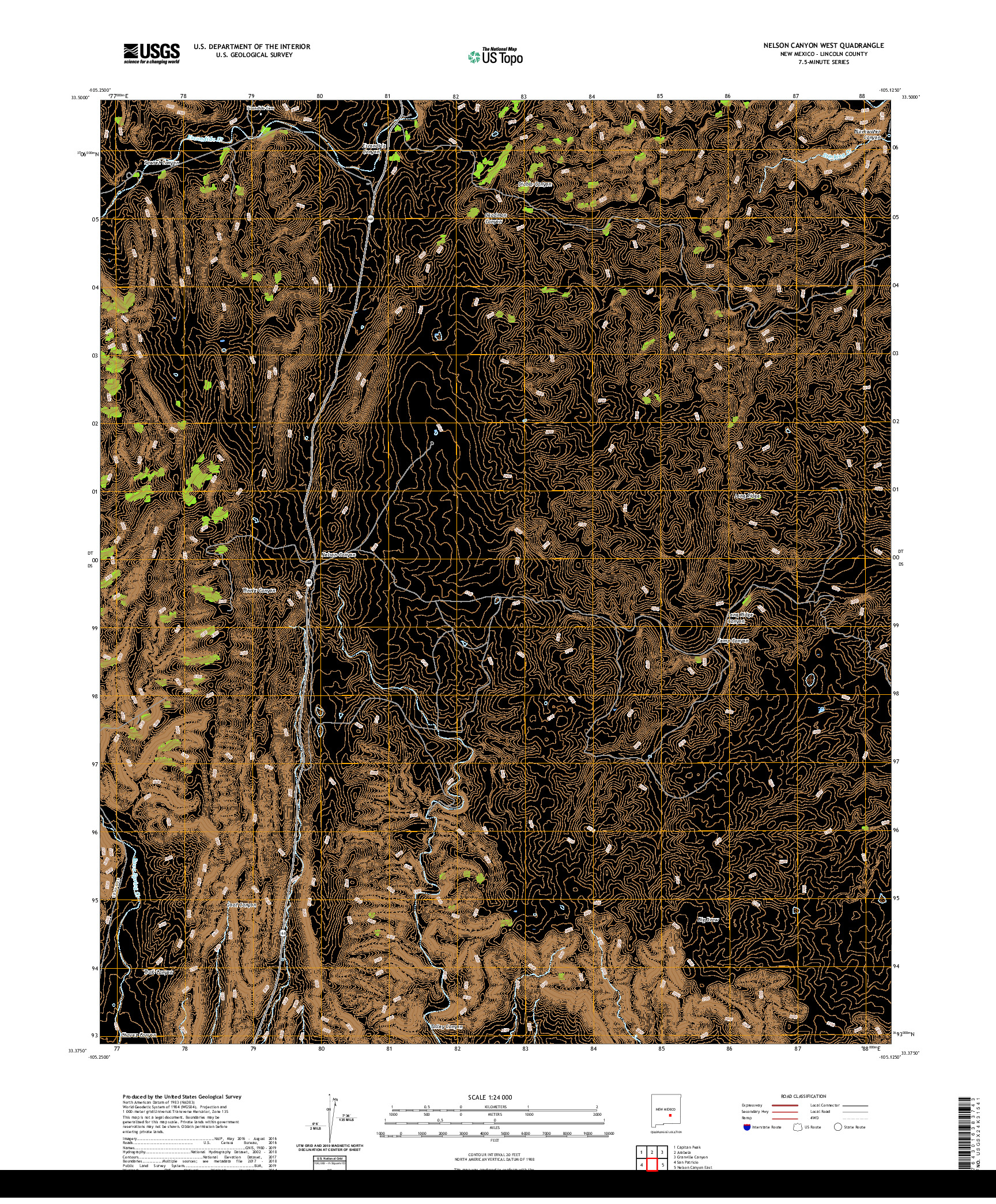 USGS US TOPO 7.5-MINUTE MAP FOR NELSON CANYON WEST, NM 2020