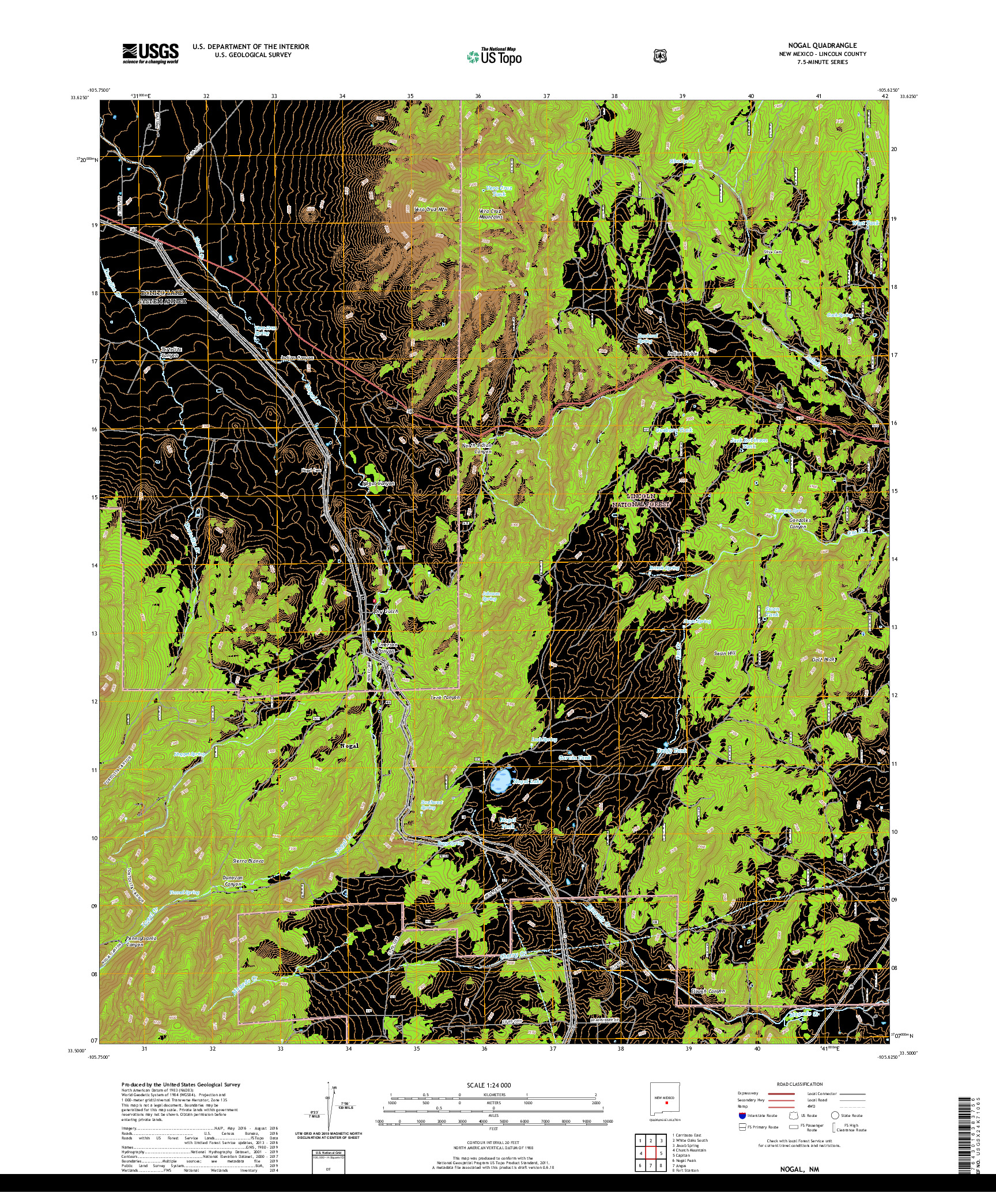 USGS US TOPO 7.5-MINUTE MAP FOR NOGAL, NM 2020