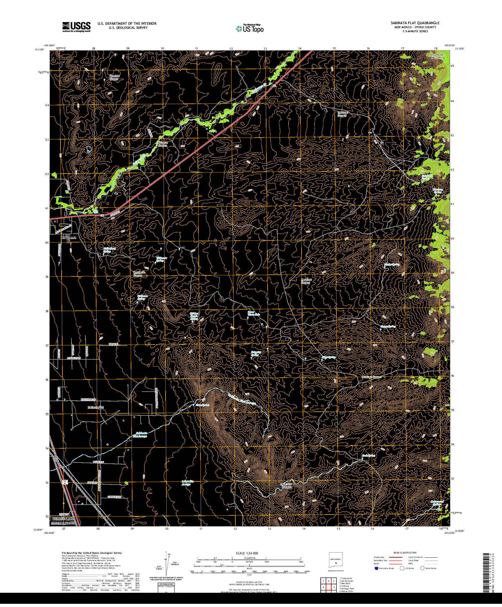USGS US TOPO 7.5-MINUTE MAP FOR SABINATA FLAT, NM 2020