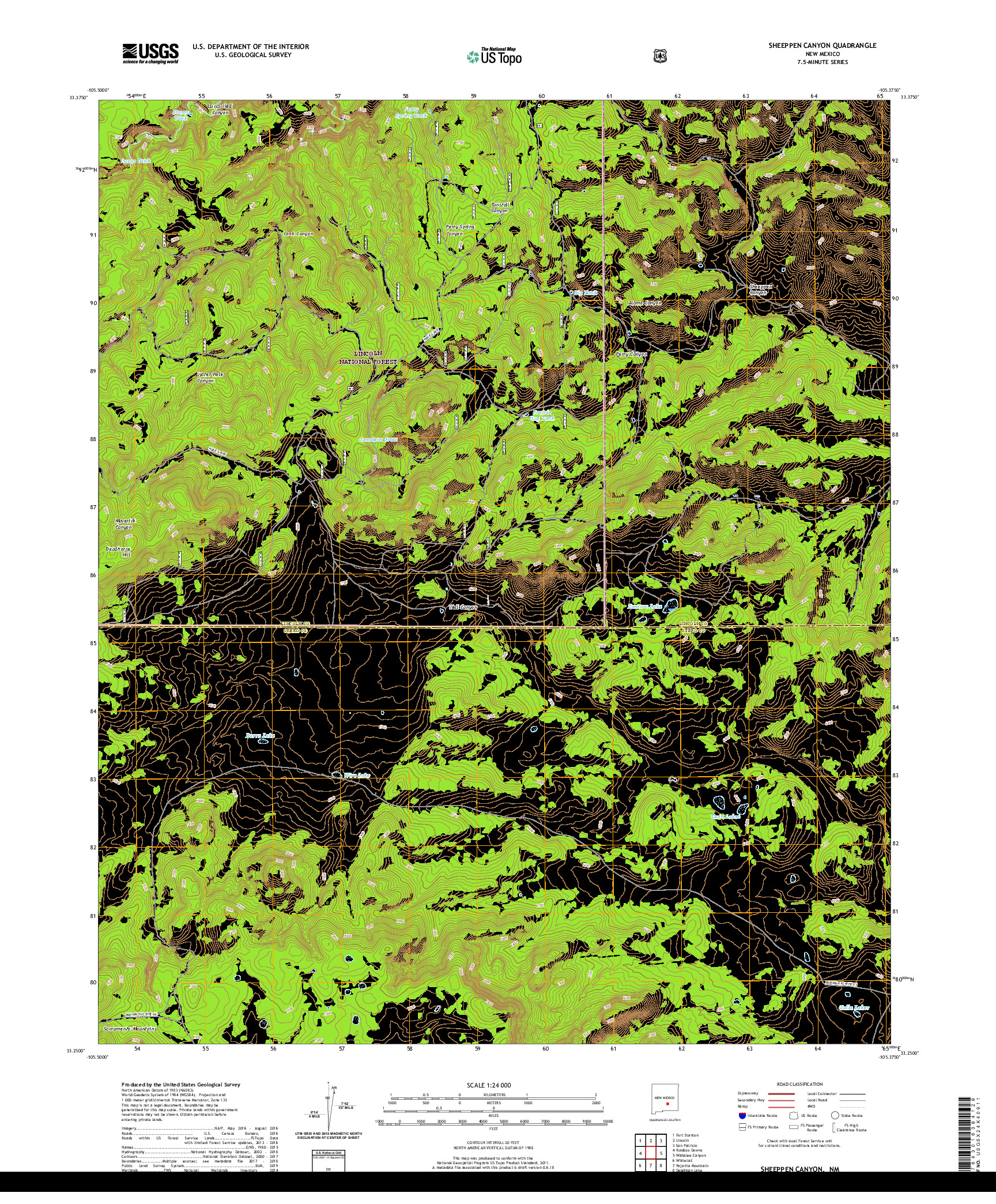 USGS US TOPO 7.5-MINUTE MAP FOR SHEEPPEN CANYON, NM 2020