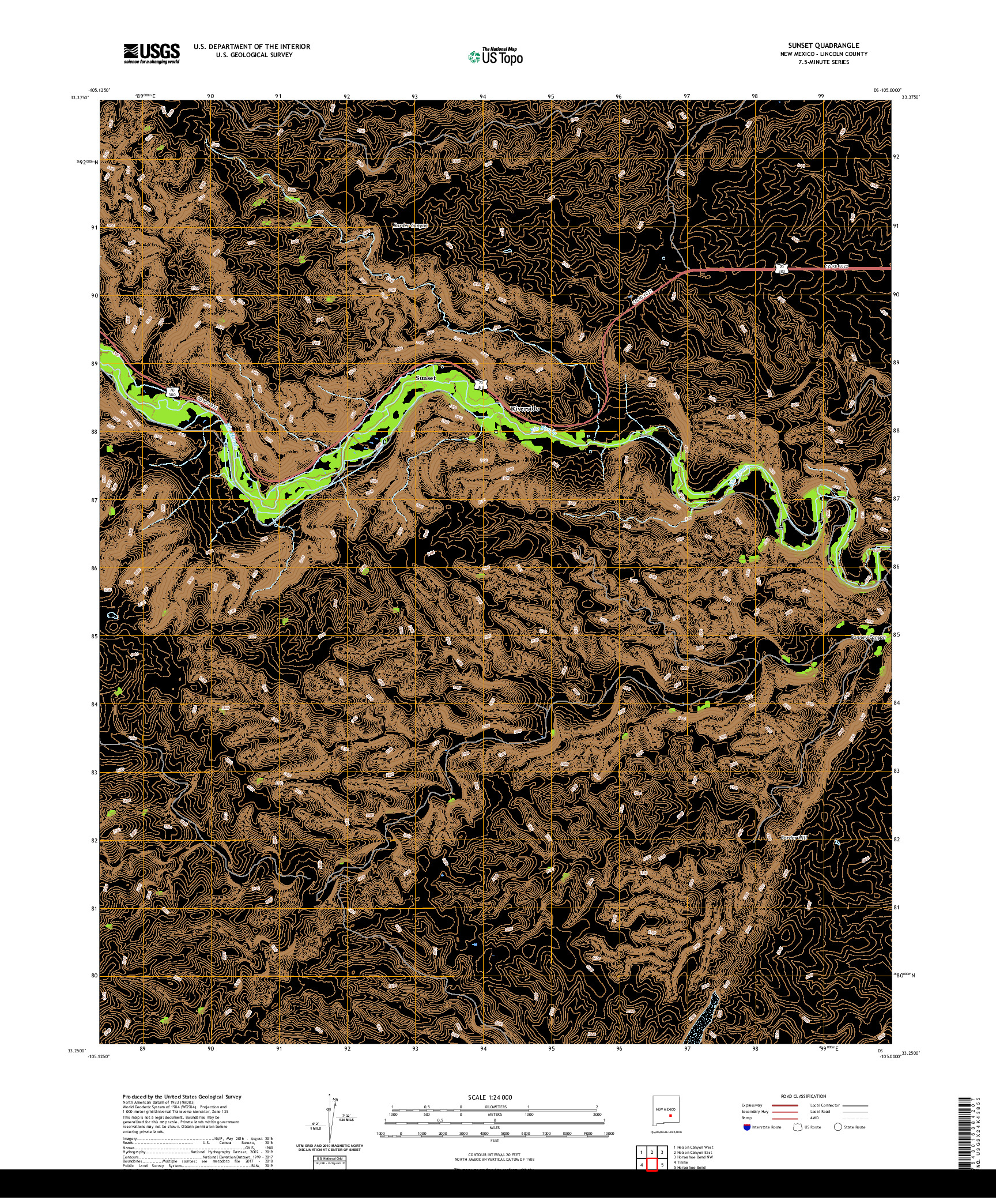 USGS US TOPO 7.5-MINUTE MAP FOR SUNSET, NM 2020