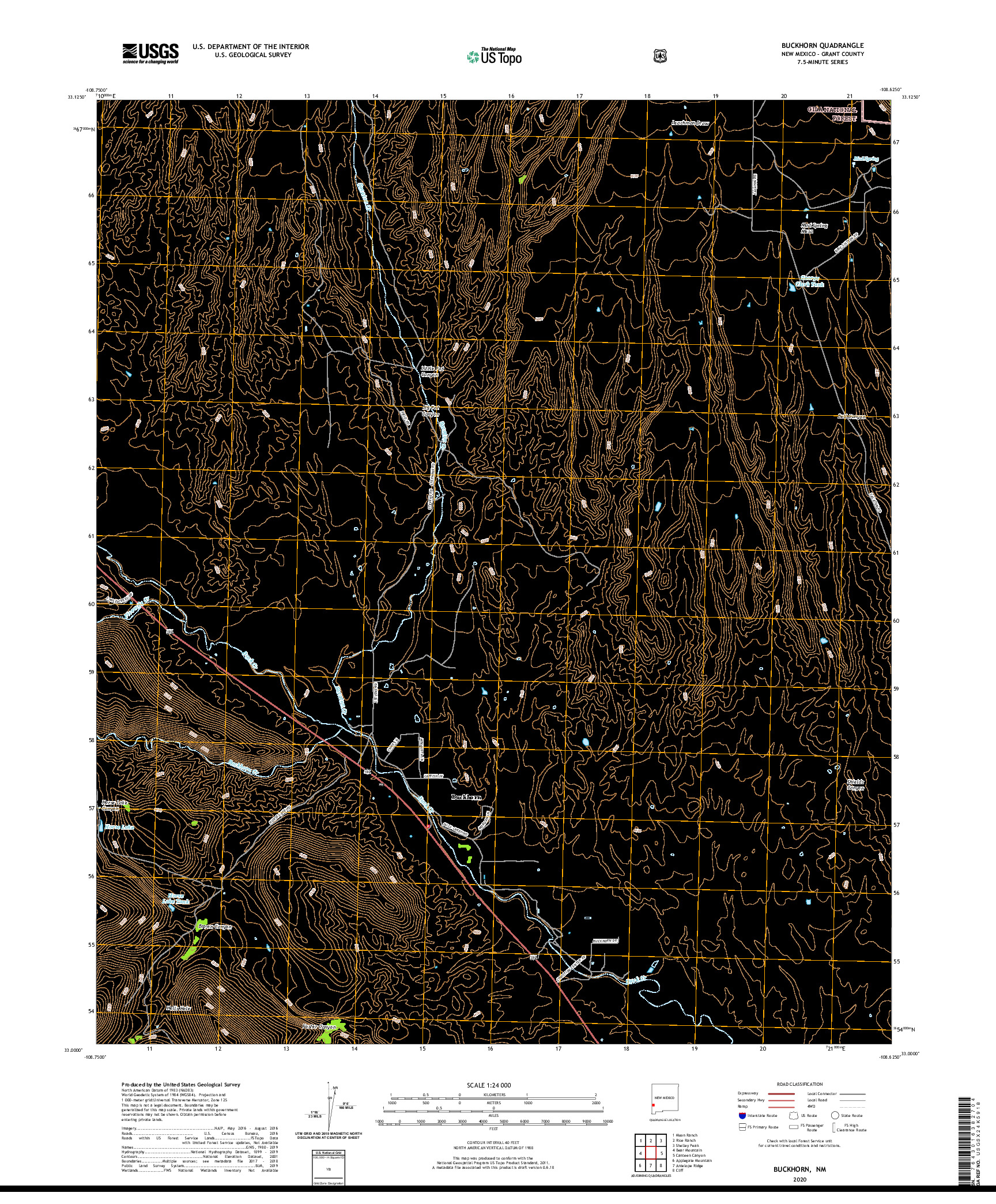 USGS US TOPO 7.5-MINUTE MAP FOR BUCKHORN, NM 2020