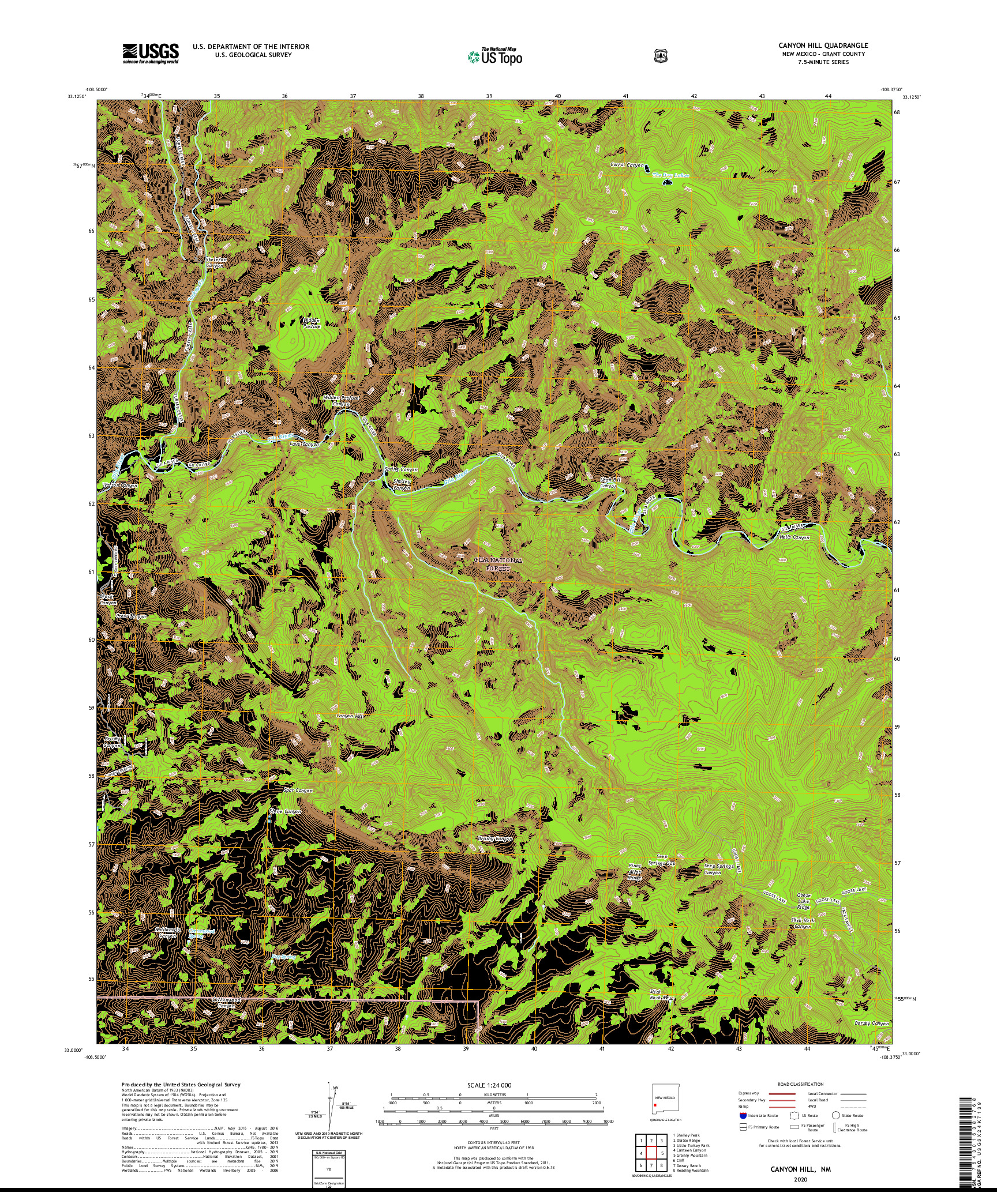 USGS US TOPO 7.5-MINUTE MAP FOR CANYON HILL, NM 2020