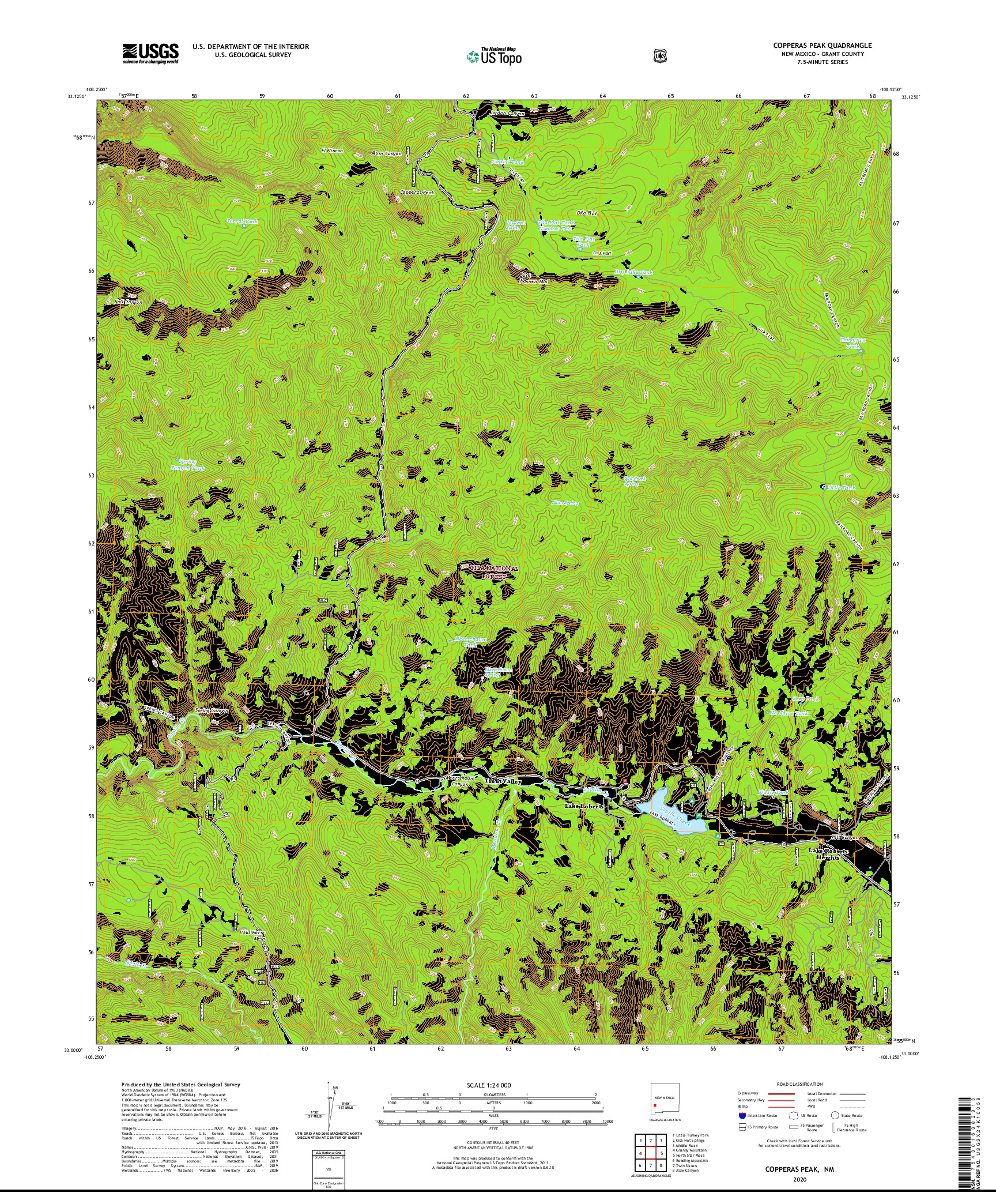 USGS US TOPO 7.5-MINUTE MAP FOR COPPERAS PEAK, NM 2020