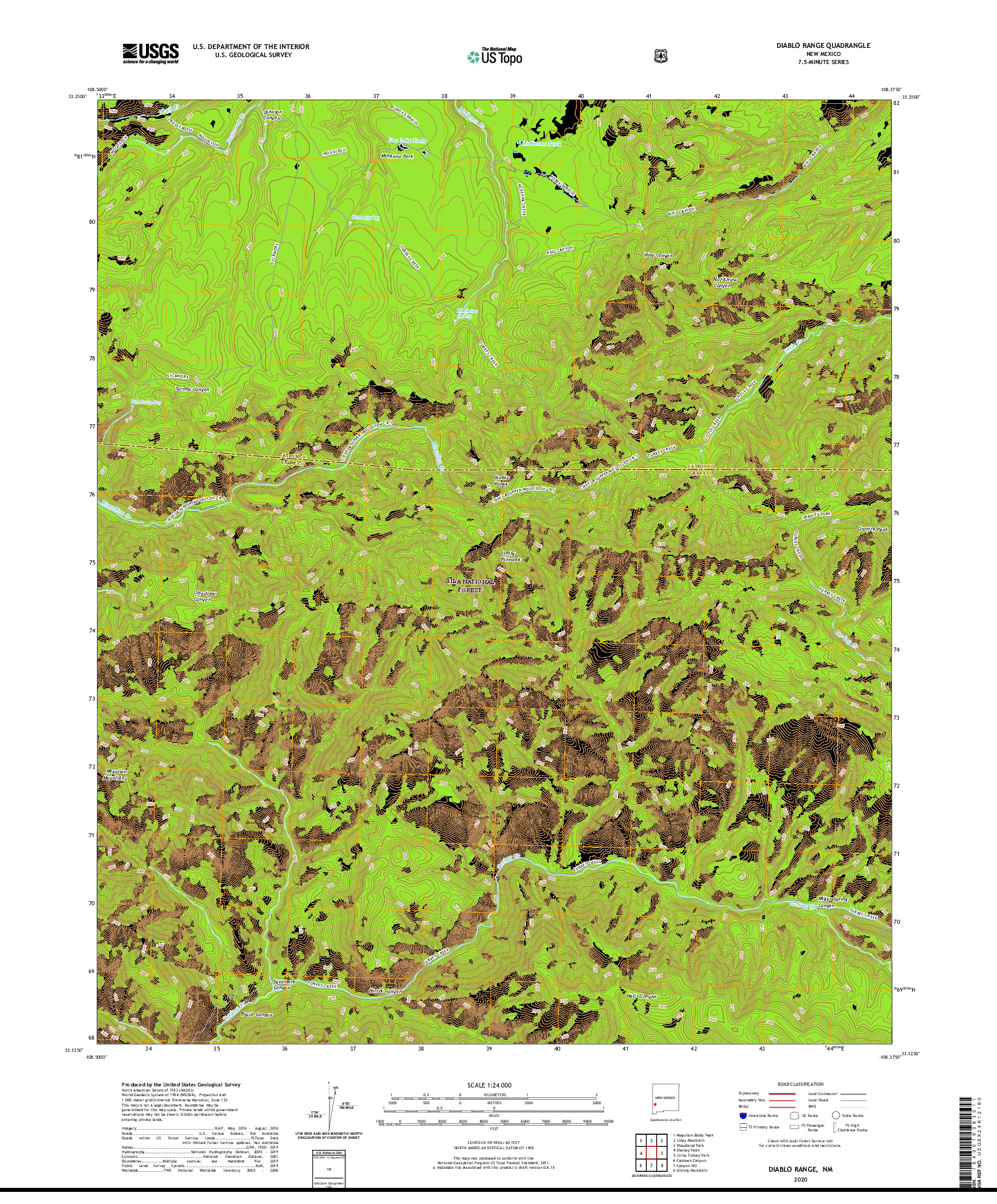 USGS US TOPO 7.5-MINUTE MAP FOR DIABLO RANGE, NM 2020