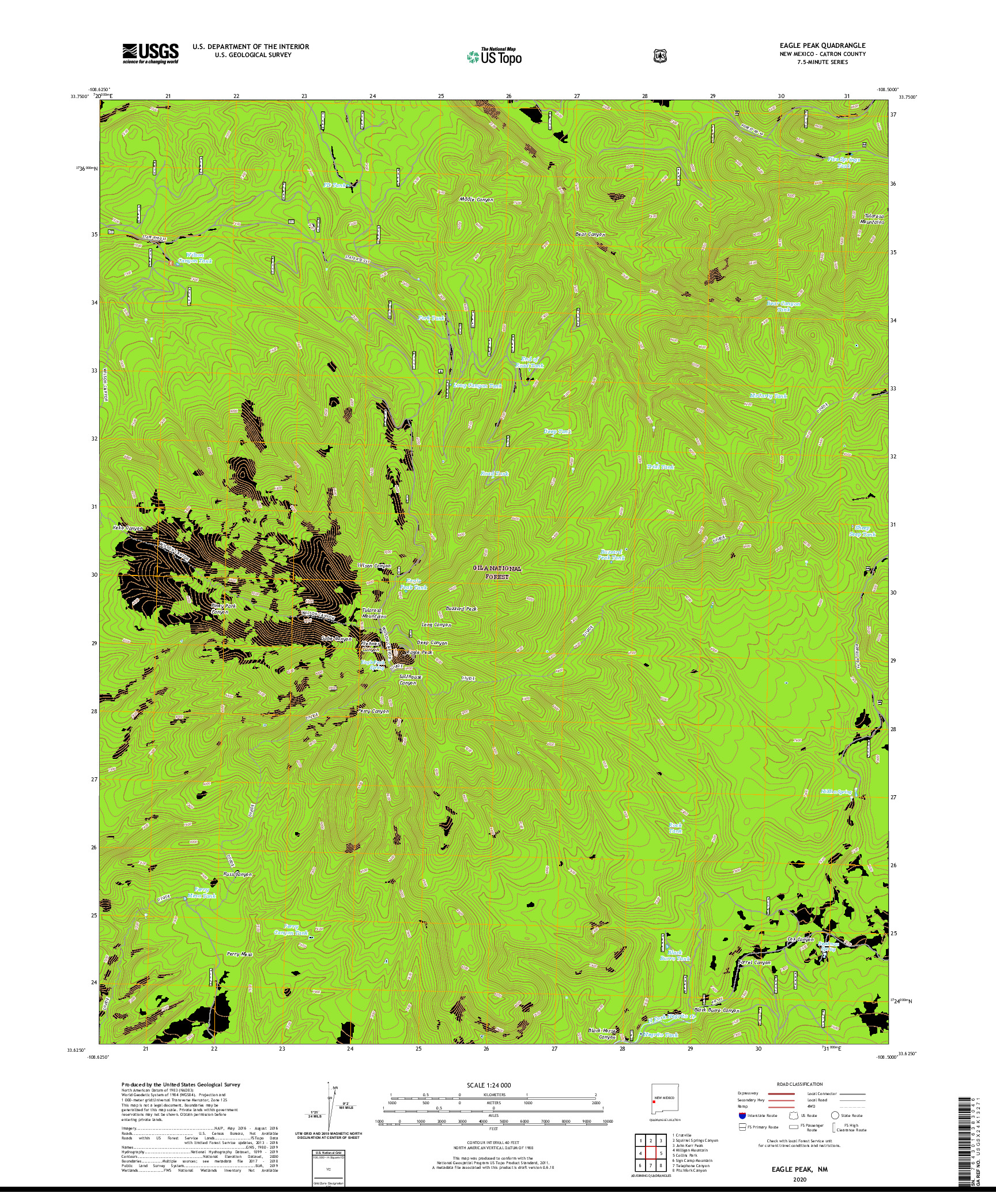 USGS US TOPO 7.5-MINUTE MAP FOR EAGLE PEAK, NM 2020