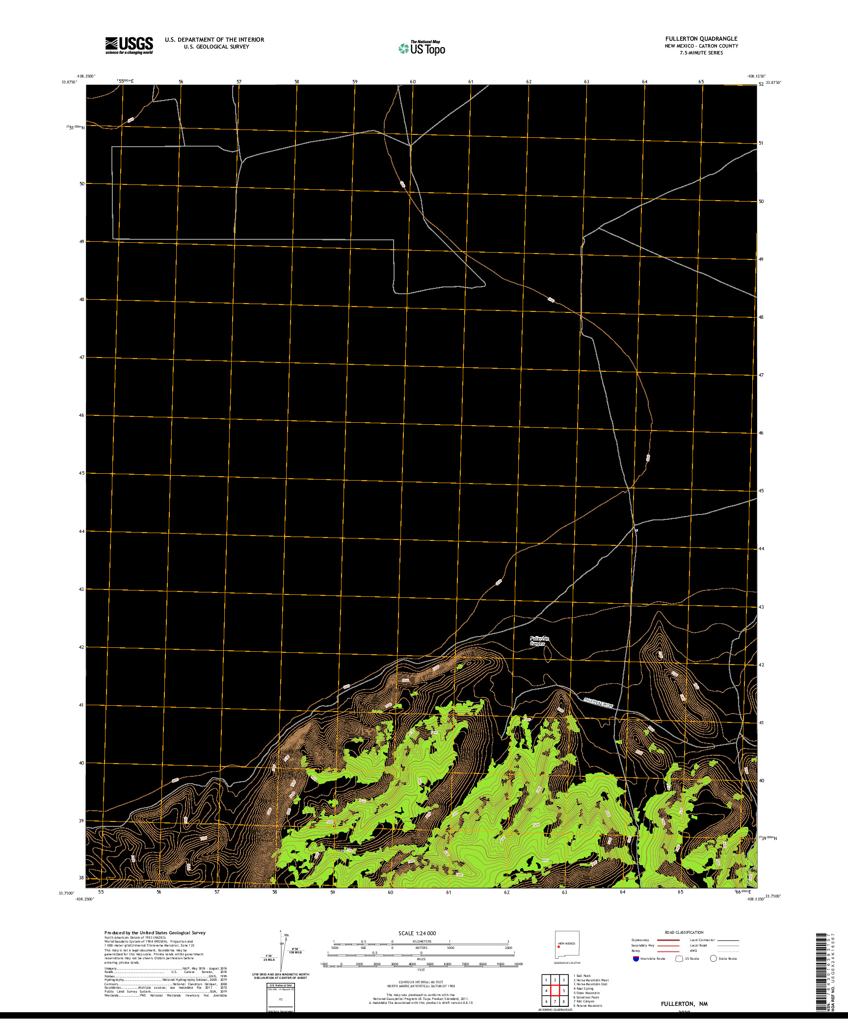 USGS US TOPO 7.5-MINUTE MAP FOR FULLERTON, NM 2020