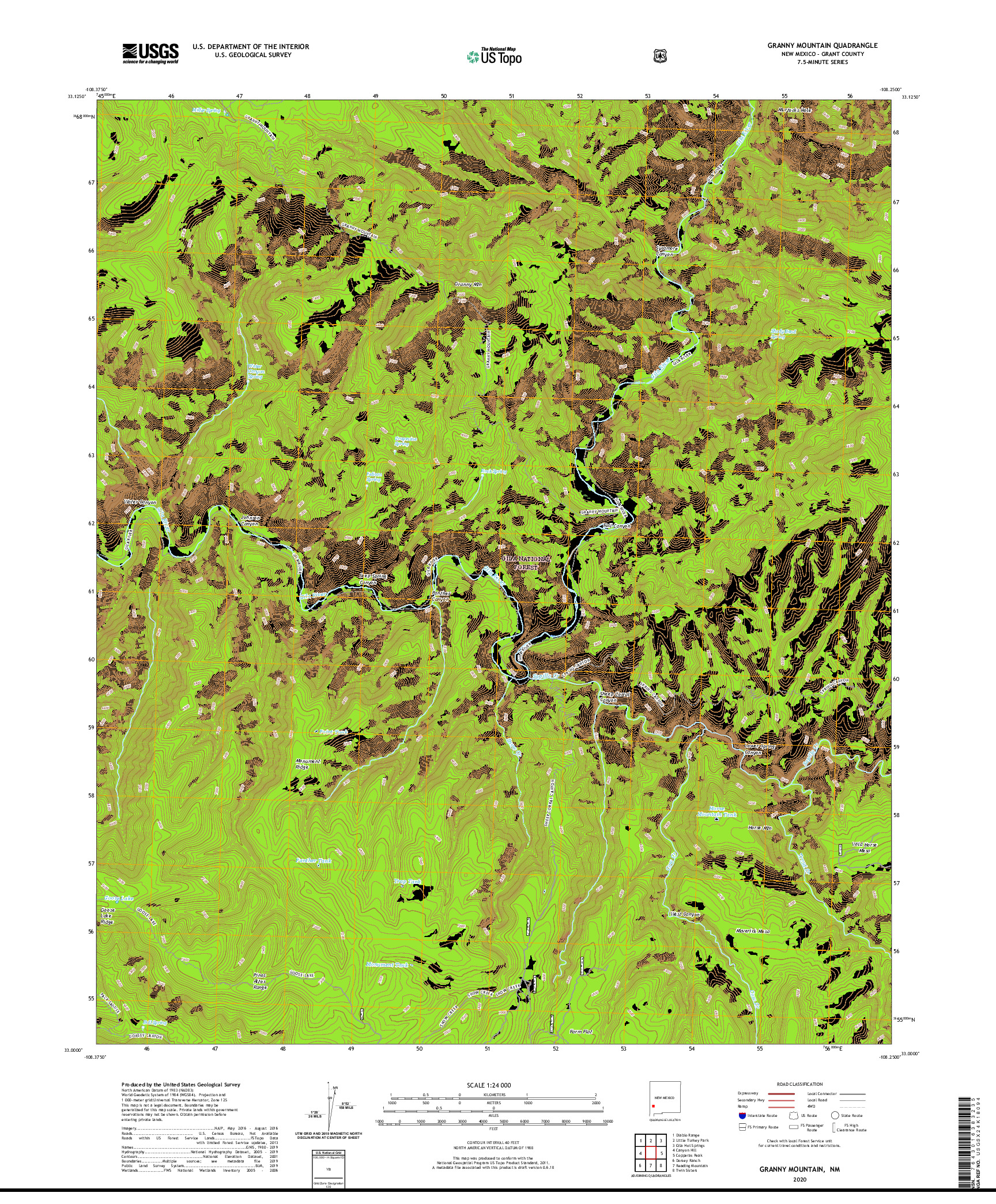USGS US TOPO 7.5-MINUTE MAP FOR GRANNY MOUNTAIN, NM 2020