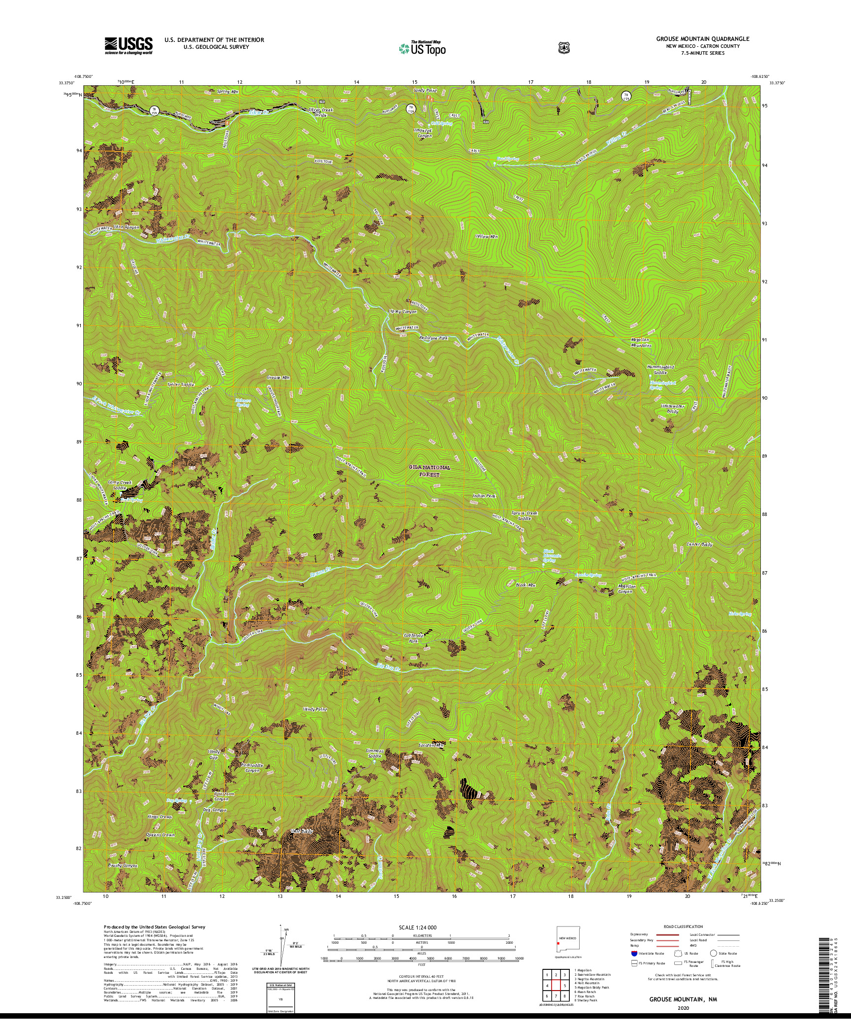 USGS US TOPO 7.5-MINUTE MAP FOR GROUSE MOUNTAIN, NM 2020