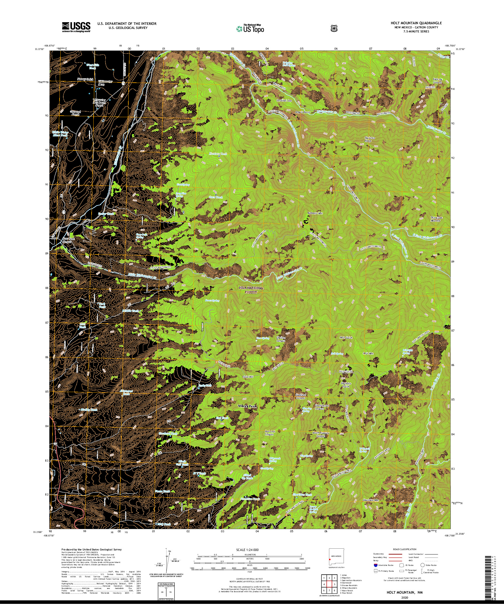 USGS US TOPO 7.5-MINUTE MAP FOR HOLT MOUNTAIN, NM 2020