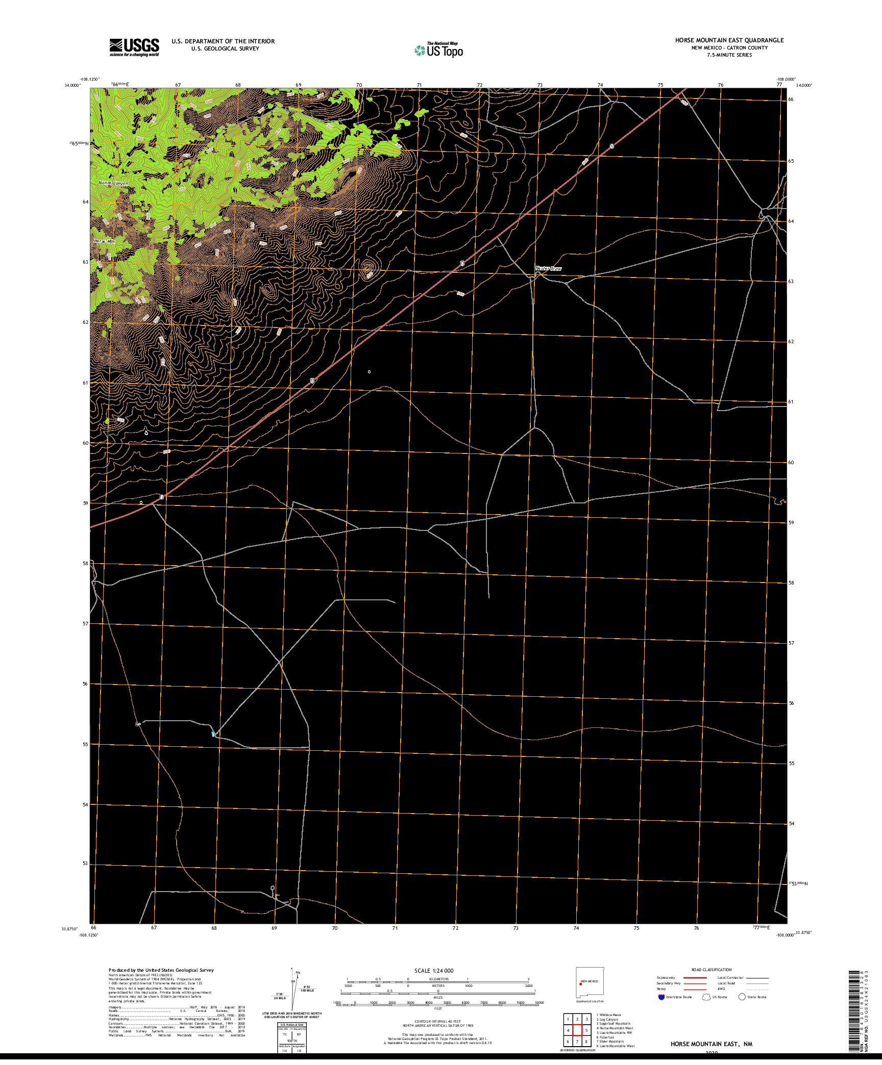 USGS US TOPO 7.5-MINUTE MAP FOR HORSE MOUNTAIN EAST, NM 2020