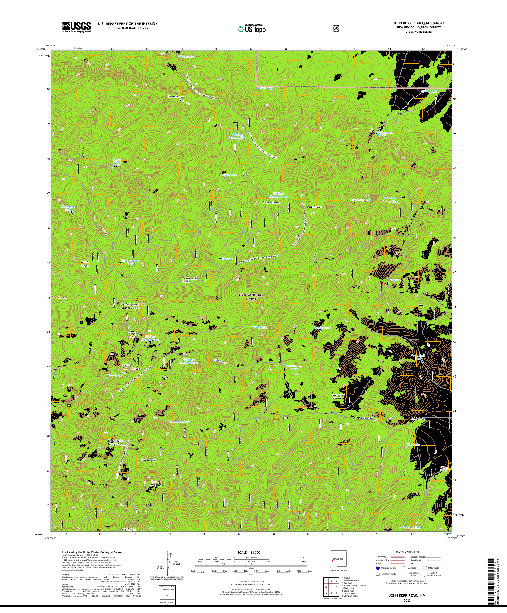 USGS US TOPO 7.5-MINUTE MAP FOR JOHN KERR PEAK, NM 2020