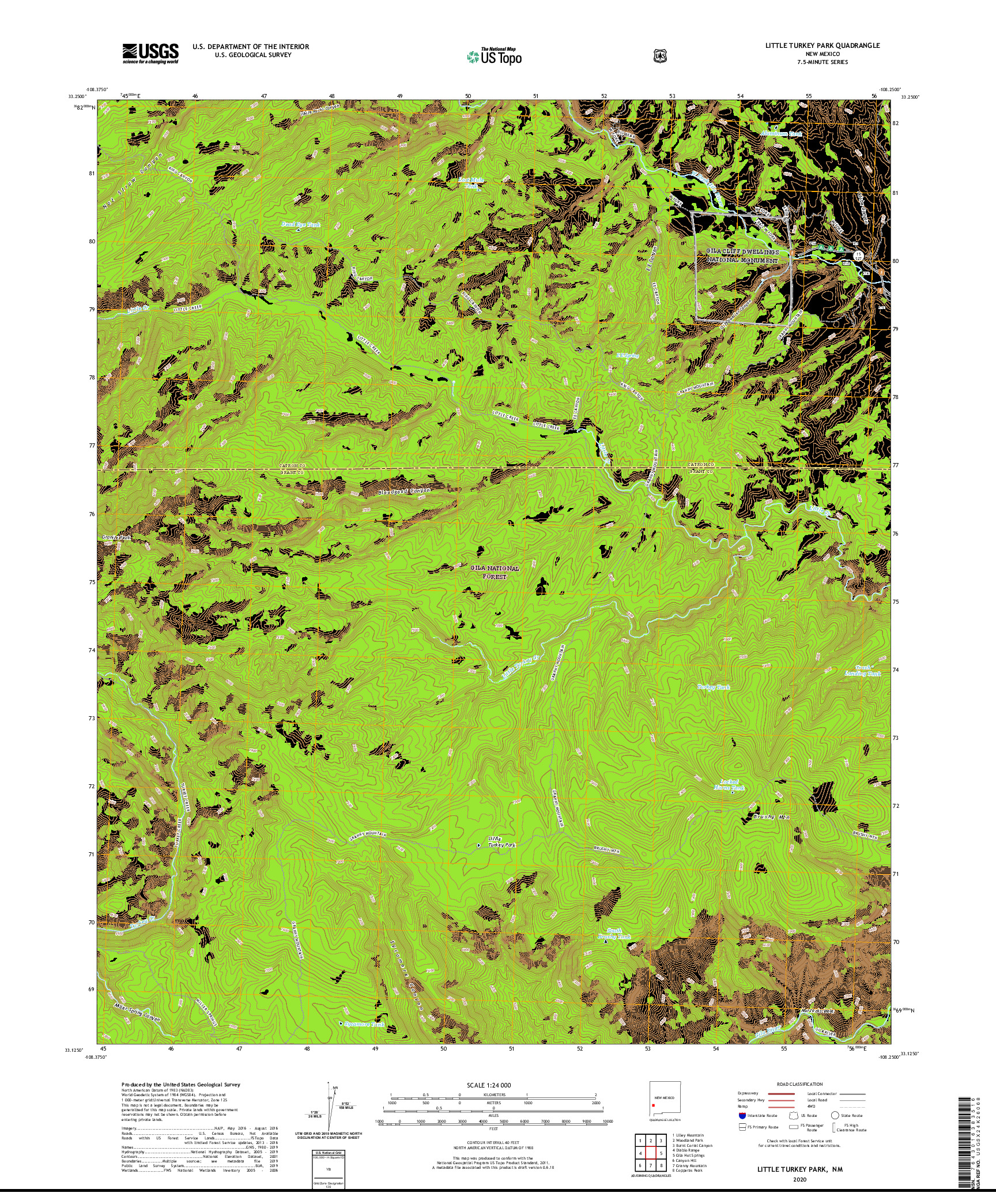 USGS US TOPO 7.5-MINUTE MAP FOR LITTLE TURKEY PARK, NM 2020