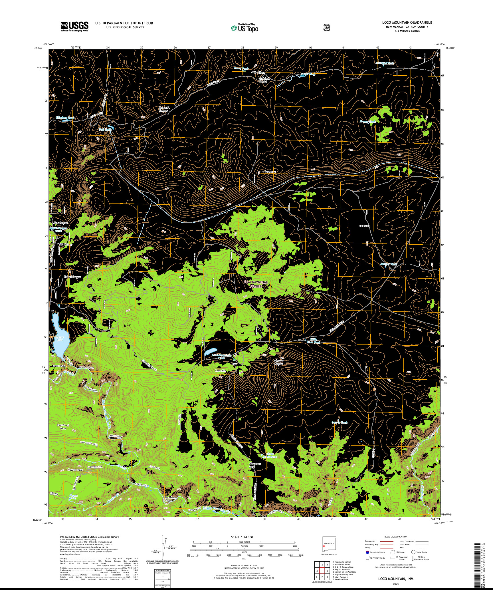 USGS US TOPO 7.5-MINUTE MAP FOR LOCO MOUNTAIN, NM 2020