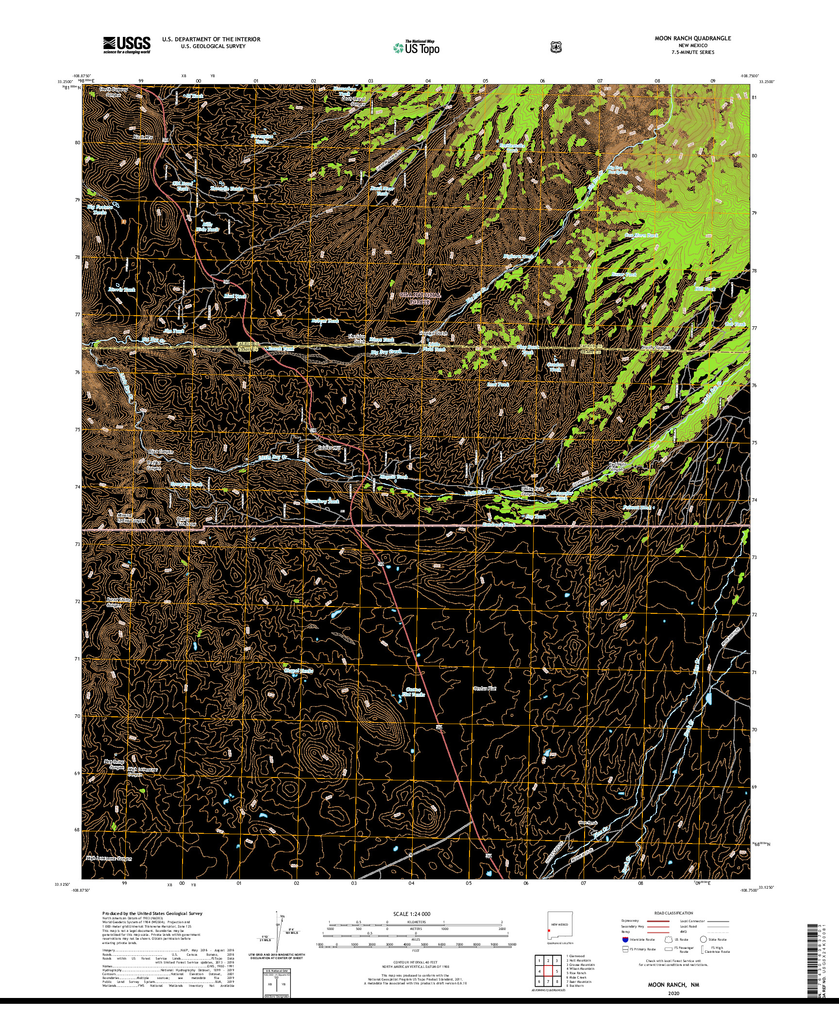 USGS US TOPO 7.5-MINUTE MAP FOR MOON RANCH, NM 2020