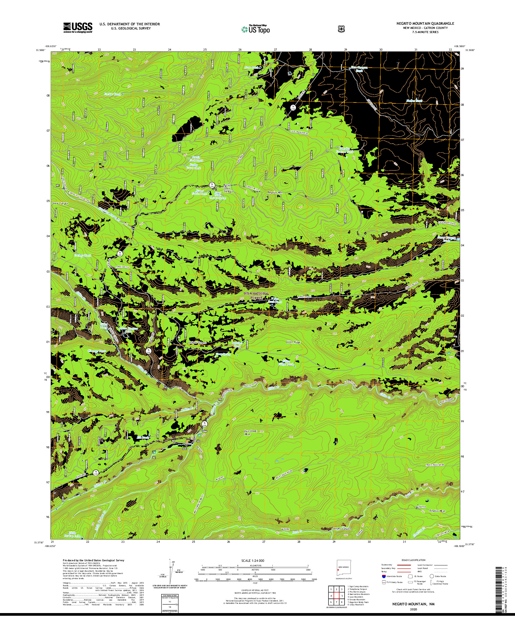 USGS US TOPO 7.5-MINUTE MAP FOR NEGRITO MOUNTAIN, NM 2020