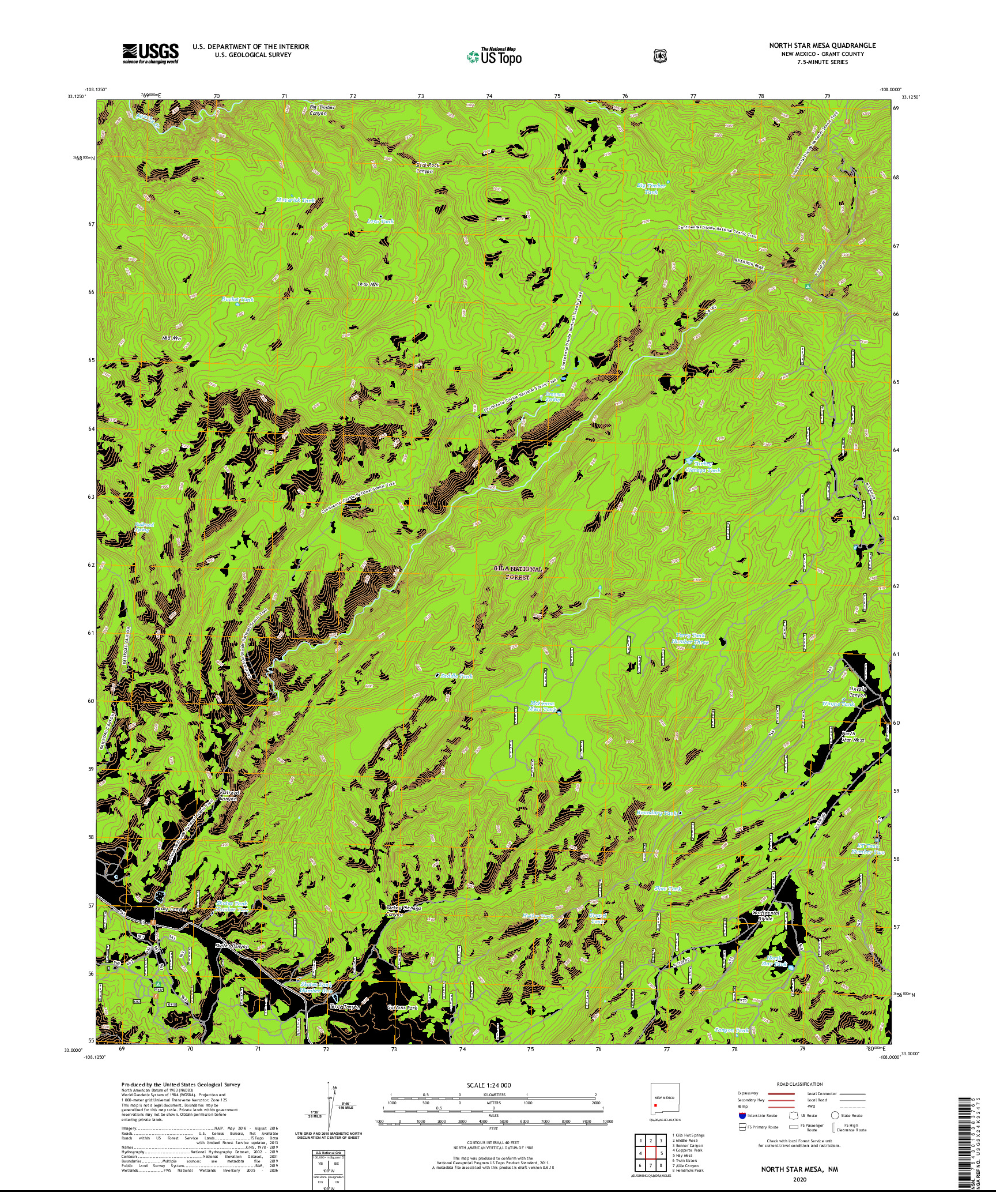 USGS US TOPO 7.5-MINUTE MAP FOR NORTH STAR MESA, NM 2020