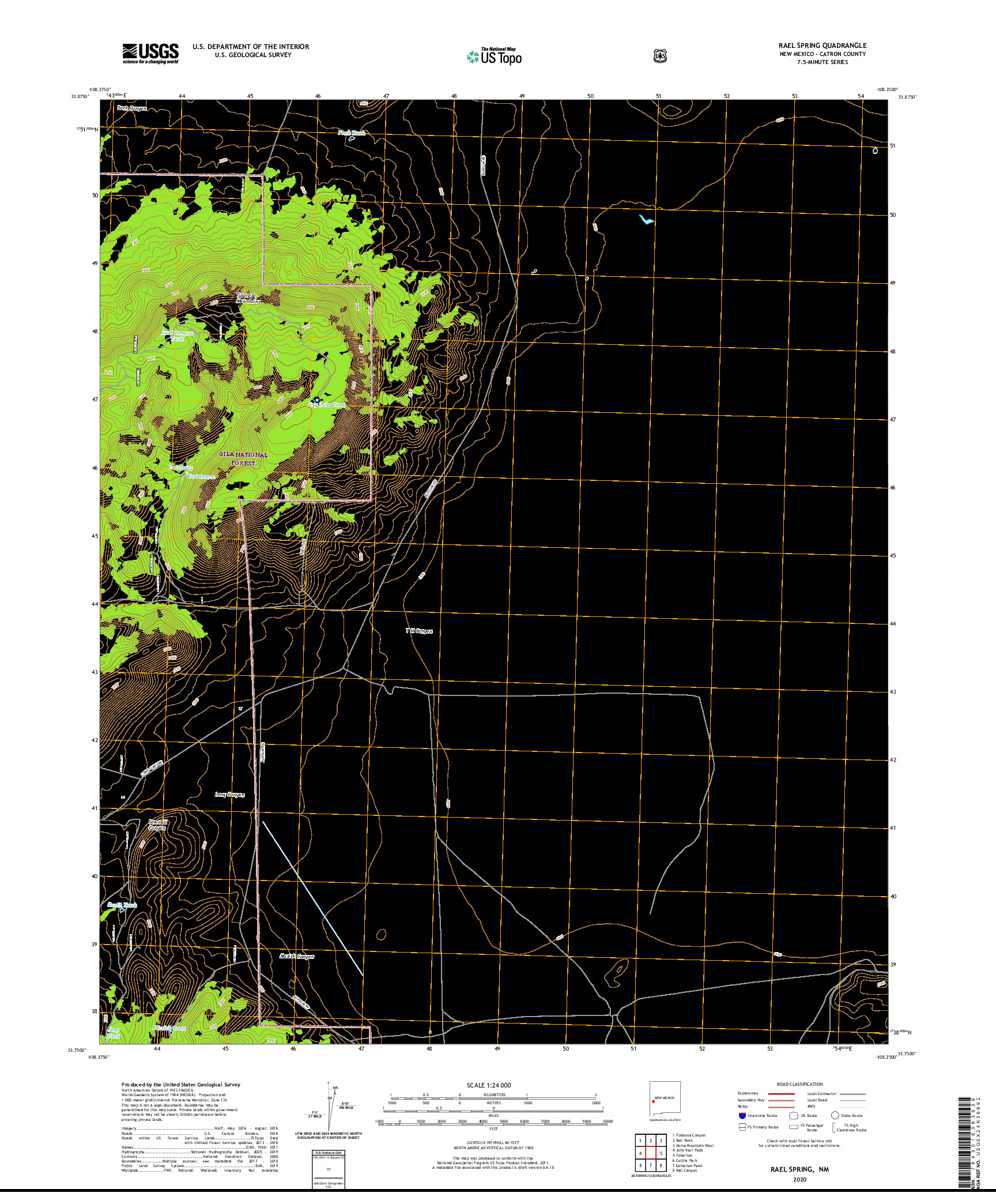 USGS US TOPO 7.5-MINUTE MAP FOR RAEL SPRING, NM 2020